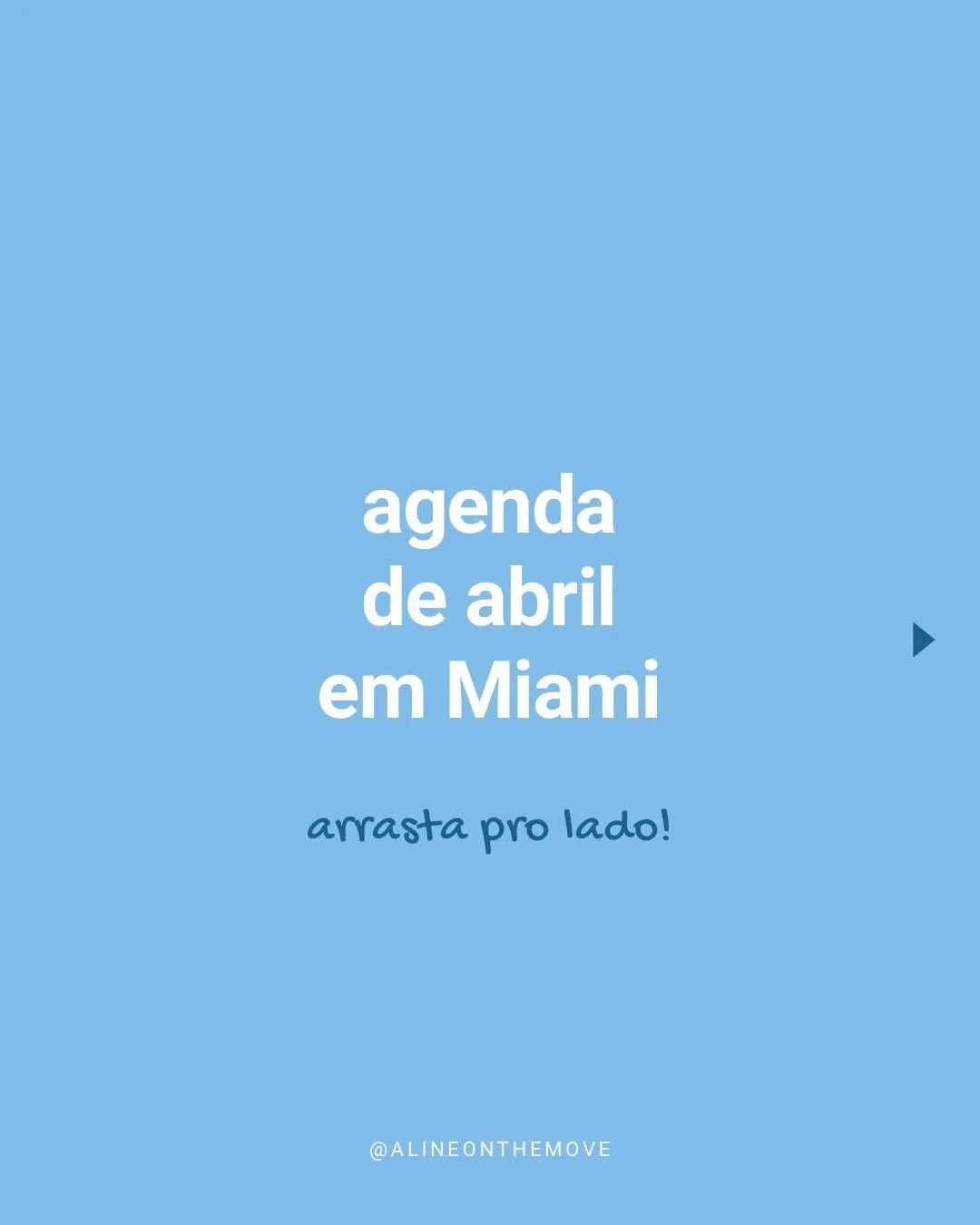🇧🇷 Agenda de Abril em Miami (e arredores) 👉🏼 Arrasta para conferir tudo que vai rolar por aqui nas pr&oacute;ximas semanas!

☀️ Abril &eacute; oficialmente Primavera! A umidade come&ccedil;a a aumentar e o clima come&ccedil;a a esquentar, com tem