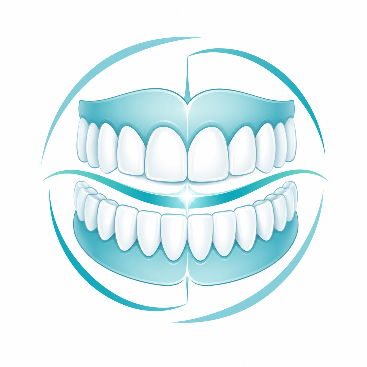Dentist showing patient smile in handheld mirror in dental office.