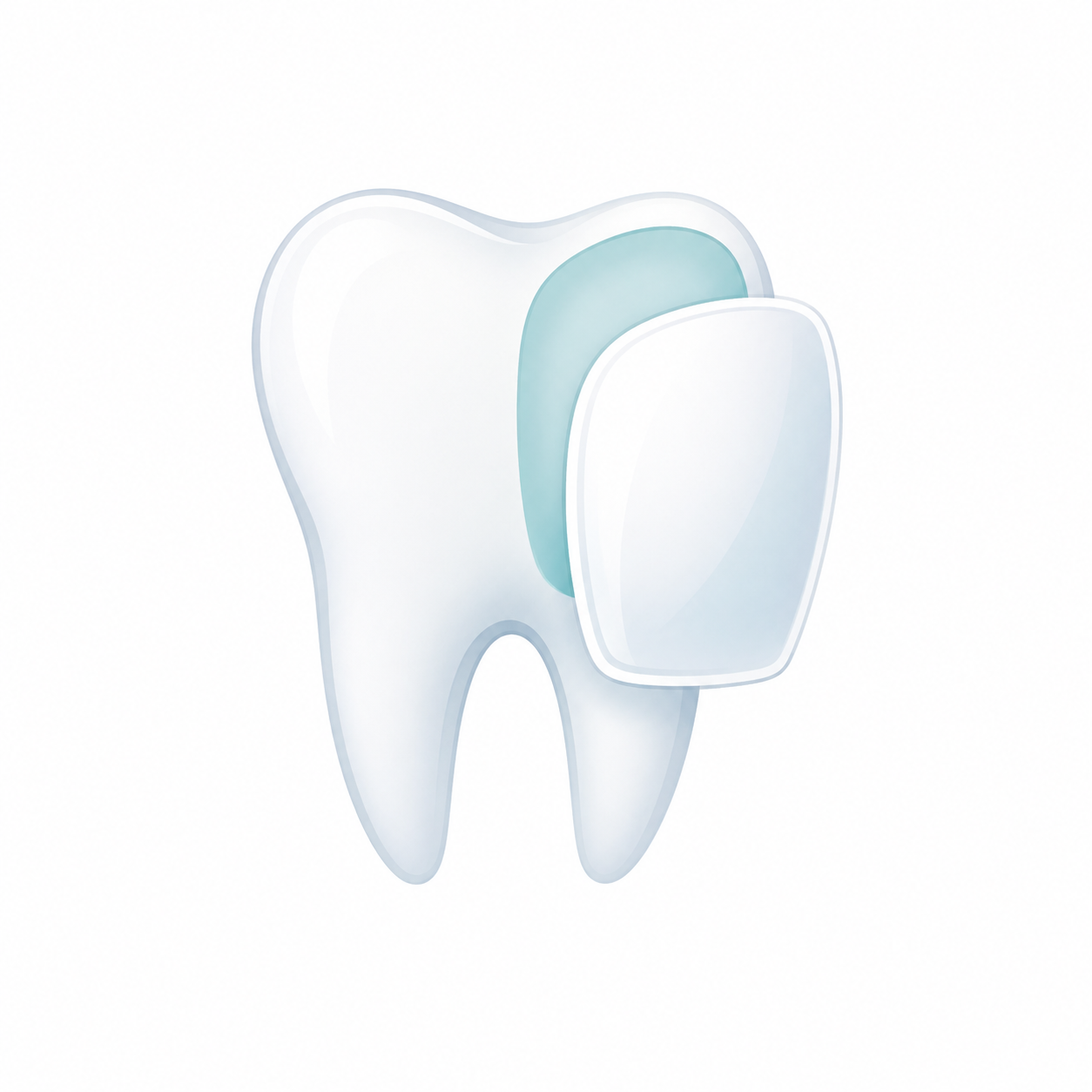 A woman at the dentist's office holding a dental model with a bright smile.