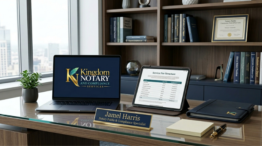 Kingdom Notary and Compliance Services mobile notary arriving for a scheduled appointment in New Jersey.