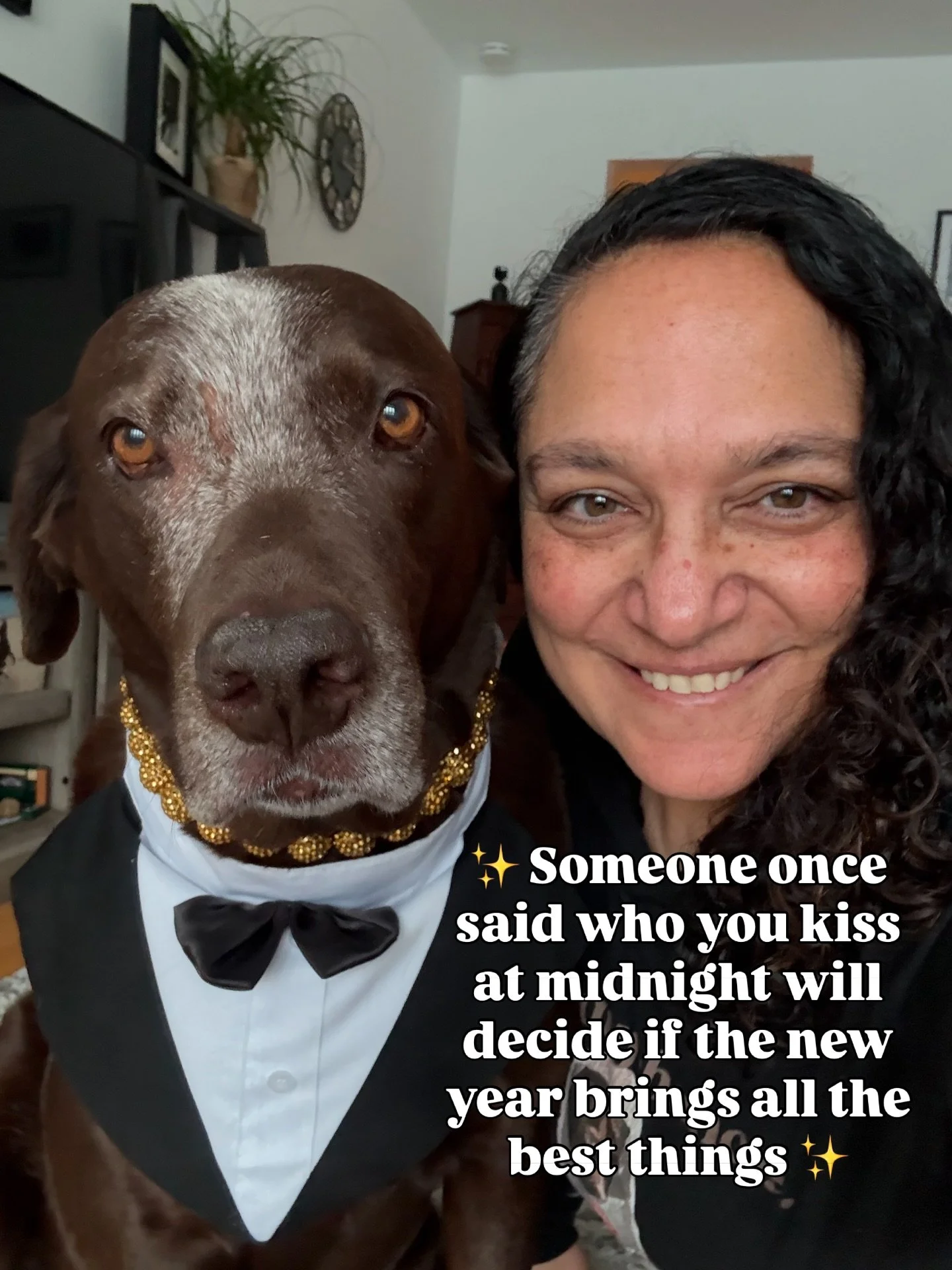✨ Because we ran out of sage&hellip; 🤎🐾
➡️ Swipe 😏&rdquo;

#nye2026 #midnightkiss #dogmomlife #relatable