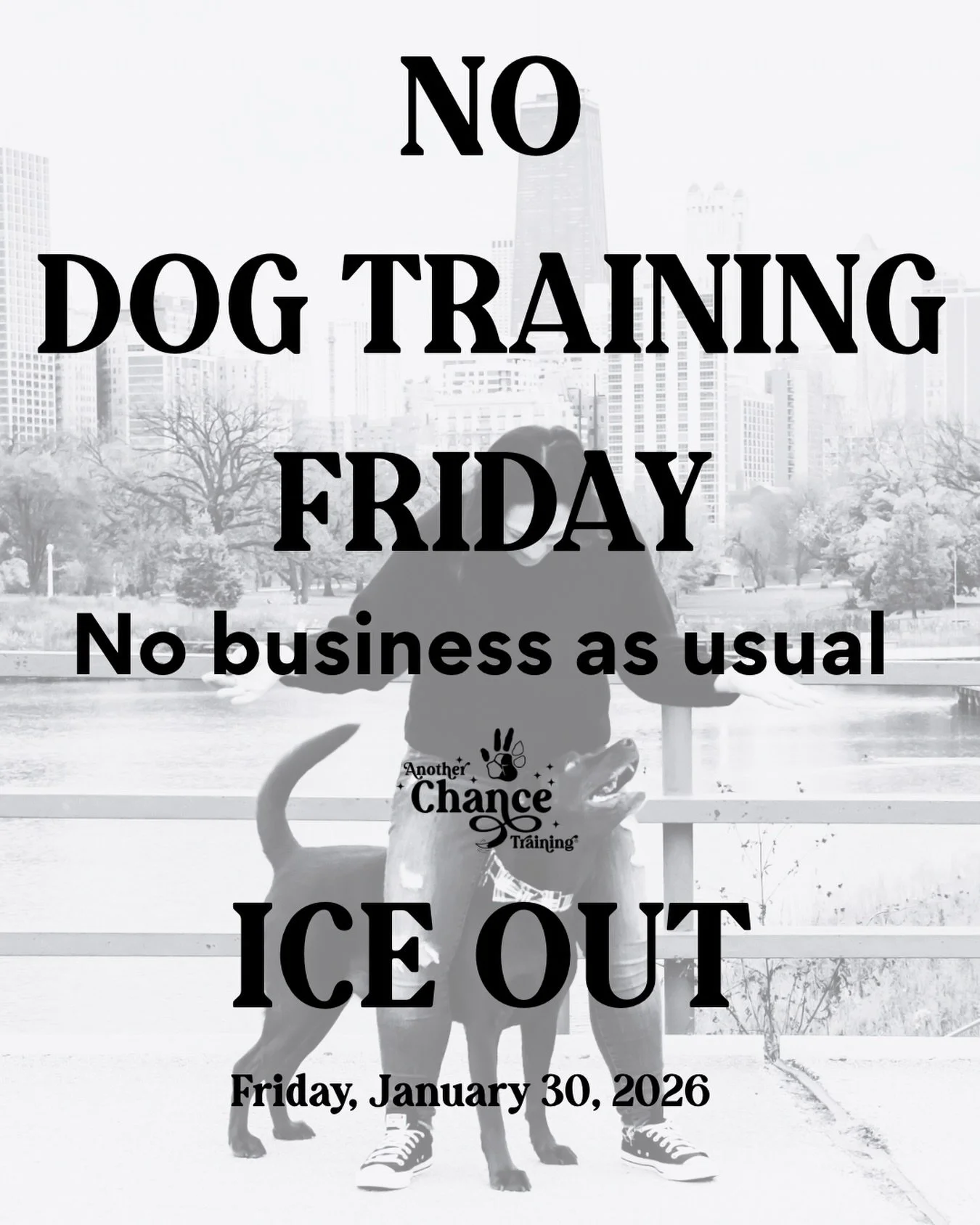 No business as usual today.

We are not operating today in solidarity with communities and those affected by ICE.

Silence is not neutral.
Chicago stands with you.
Another Chance Training stands with you.

If you see something, DO something.

#iceout