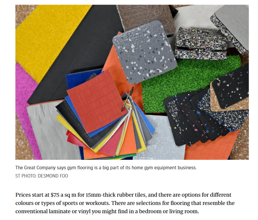 Gym Flooring Singapore Featured in The Straits Times