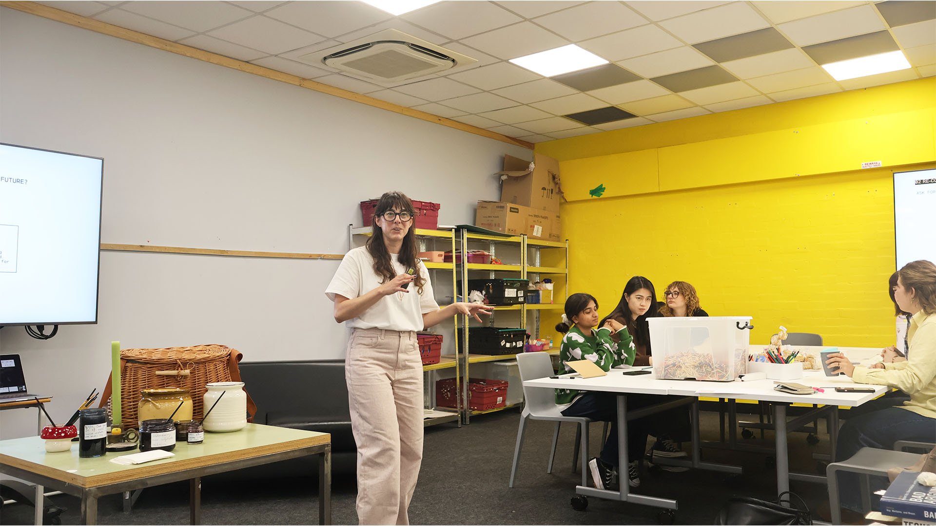 Jess presenting at London College of Communication