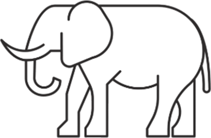 Outline drawing of an elephant standing