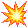 Comic-style explosion illustration with orange and yellow starburst
