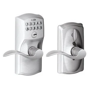 Schlage FE595 CAM Electronic Keypad Lever with Camelot Trim - Satin Chrome