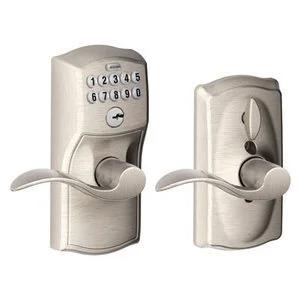 Schlage FE595 CAM Electronic Keypad Lever with Camelot Trim - Satin Nickel