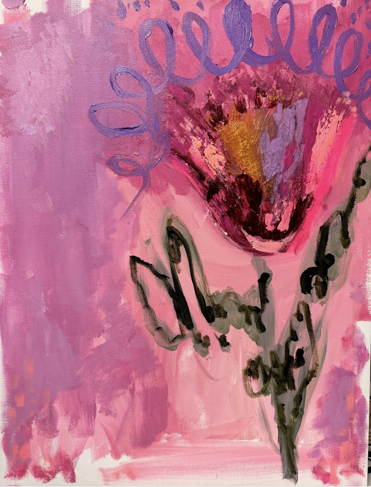 “Avyana”
25” x 18” x 1”
Acrylic on Canvas
“The secret to happiness is my birthday & bread pudding! "