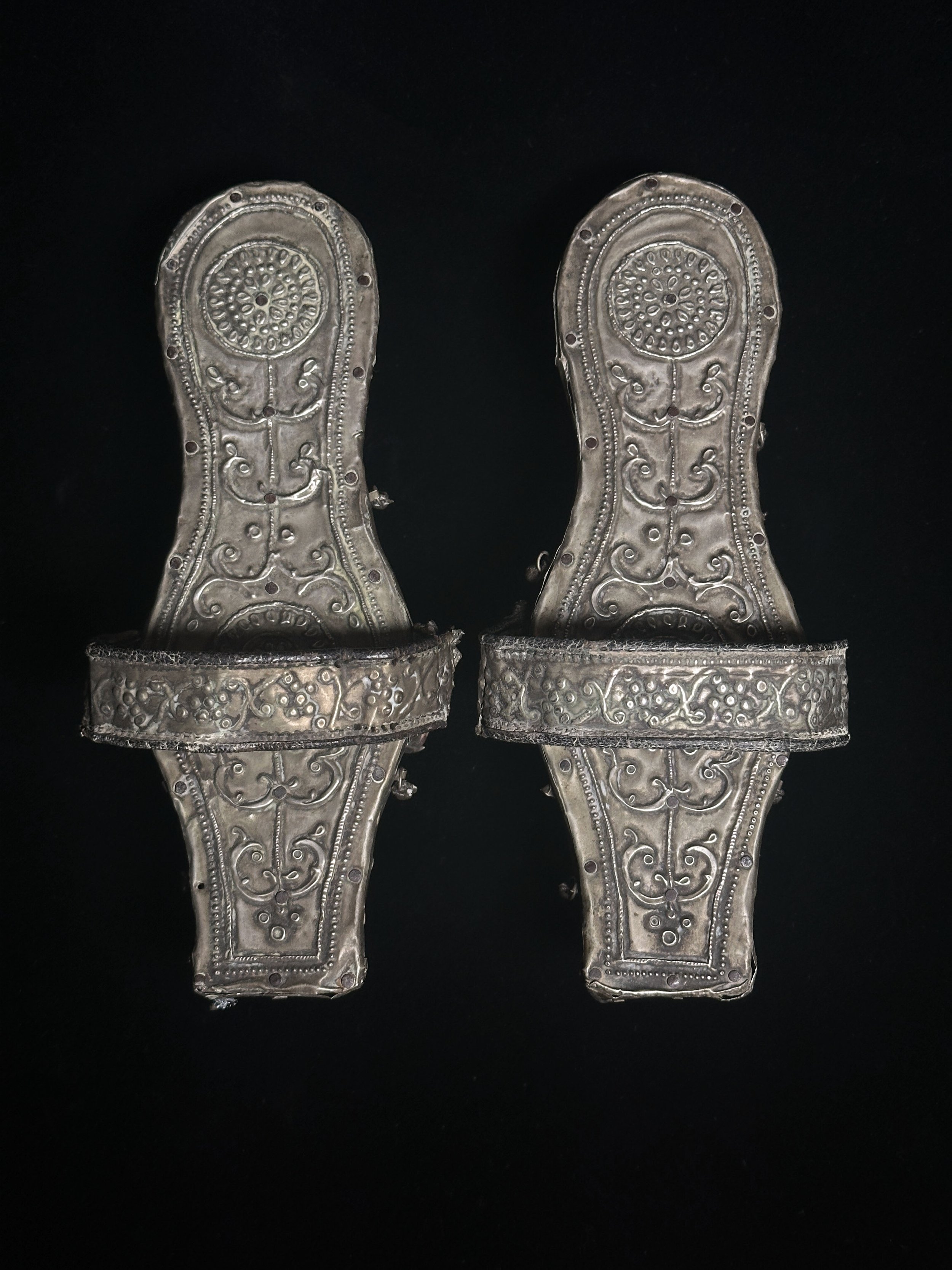 1940's turkish embossed metal bath shoes