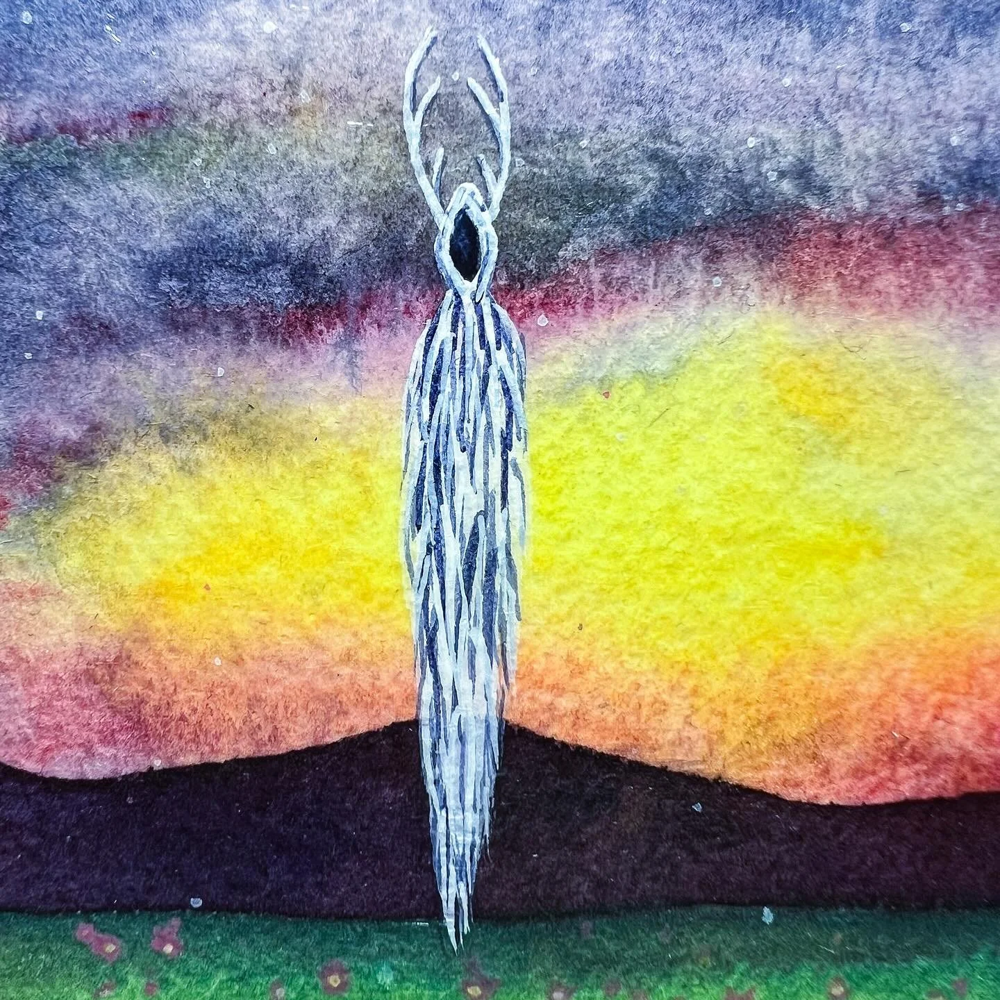 MEADOW SPIRIT 💐 This spirit guide often appears in my meditations and therefore, my paintings. It is a figure that shines divine wisdom and enlightenment. If you had just one question, what would you ask them?

✨SOLD✨ Thank you @apriloconnorartist_!