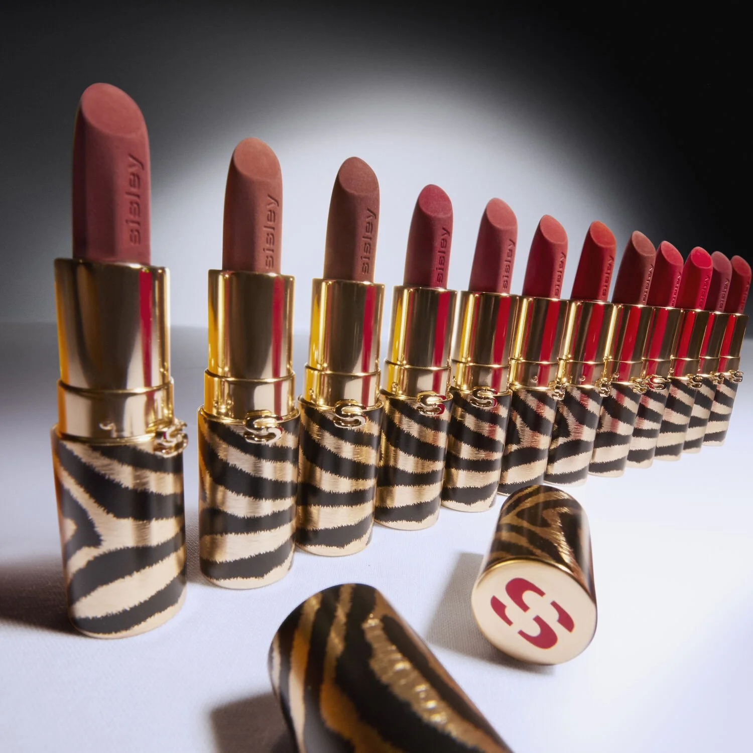 Sisley Paris lipsticks standing in a row
