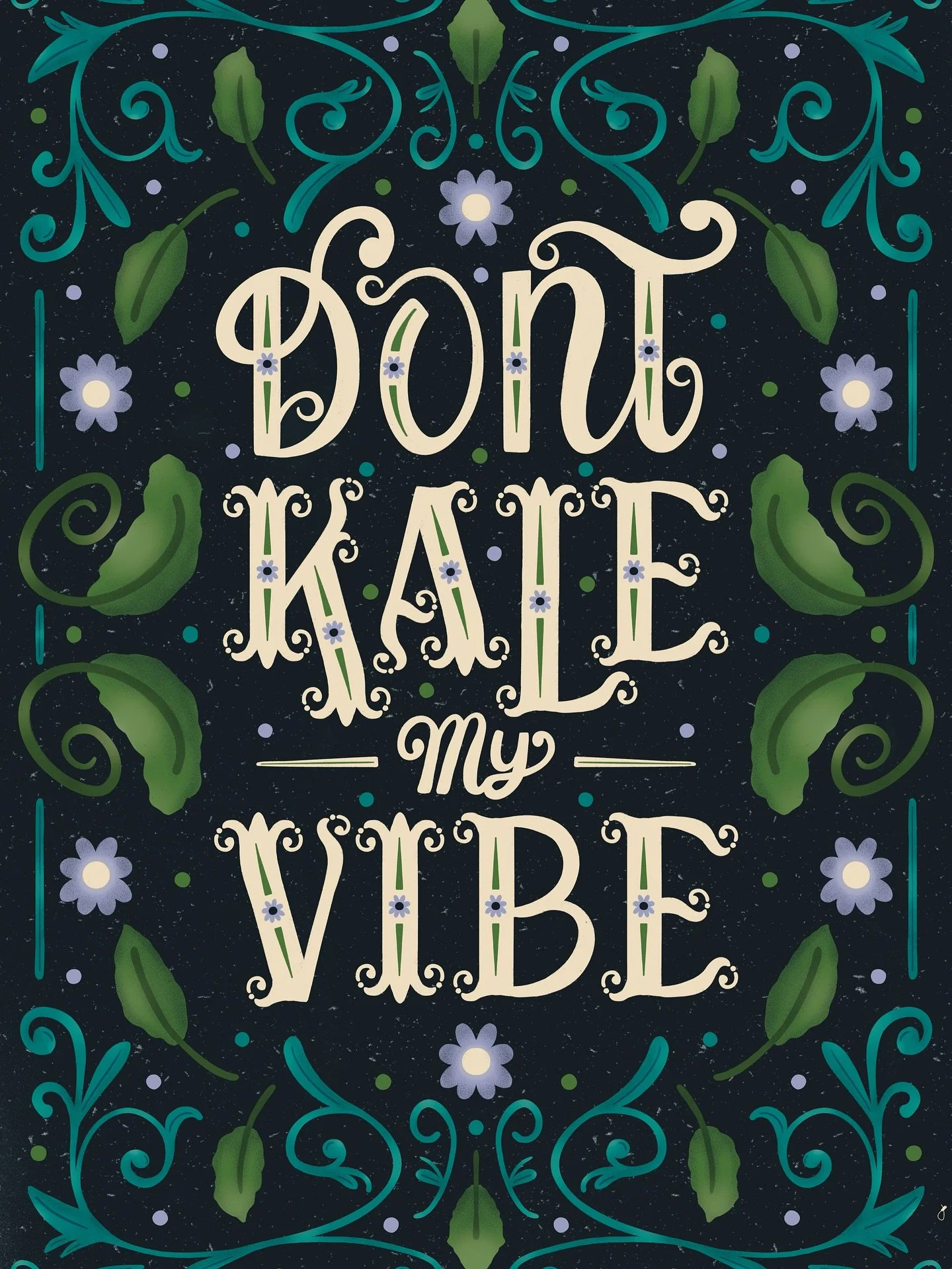 Don&rsquo;t kale my vibe. 🥬😎 This might be my favorite lettering piece I&rsquo;ve done this year. The little curly kales and curly serifs 🥹

Day 9: fileteado, an ornamental lettering style that emerged in early 20th century Buenos Aires. This styl