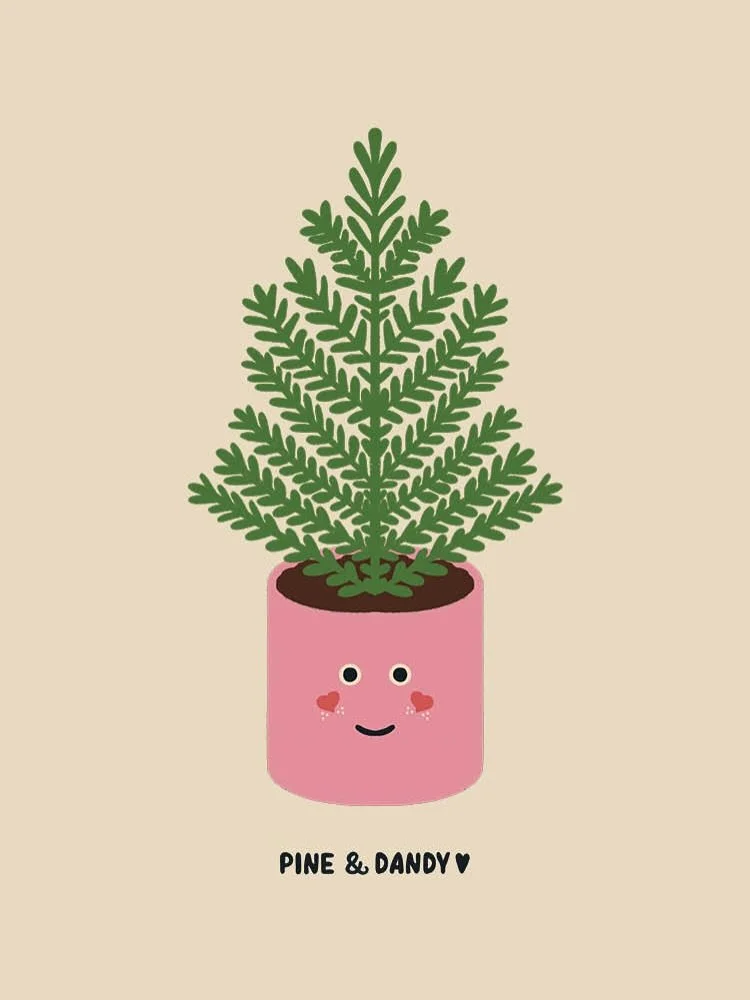 Meet pinecone, she&rsquo;s part of the imposter plant series. Is she happy? No! But she looks happy. She likes to dress up for the holidays but since it&rsquo;s nearing spring she&rsquo;s letting her branches breathe. She might come back for the holi