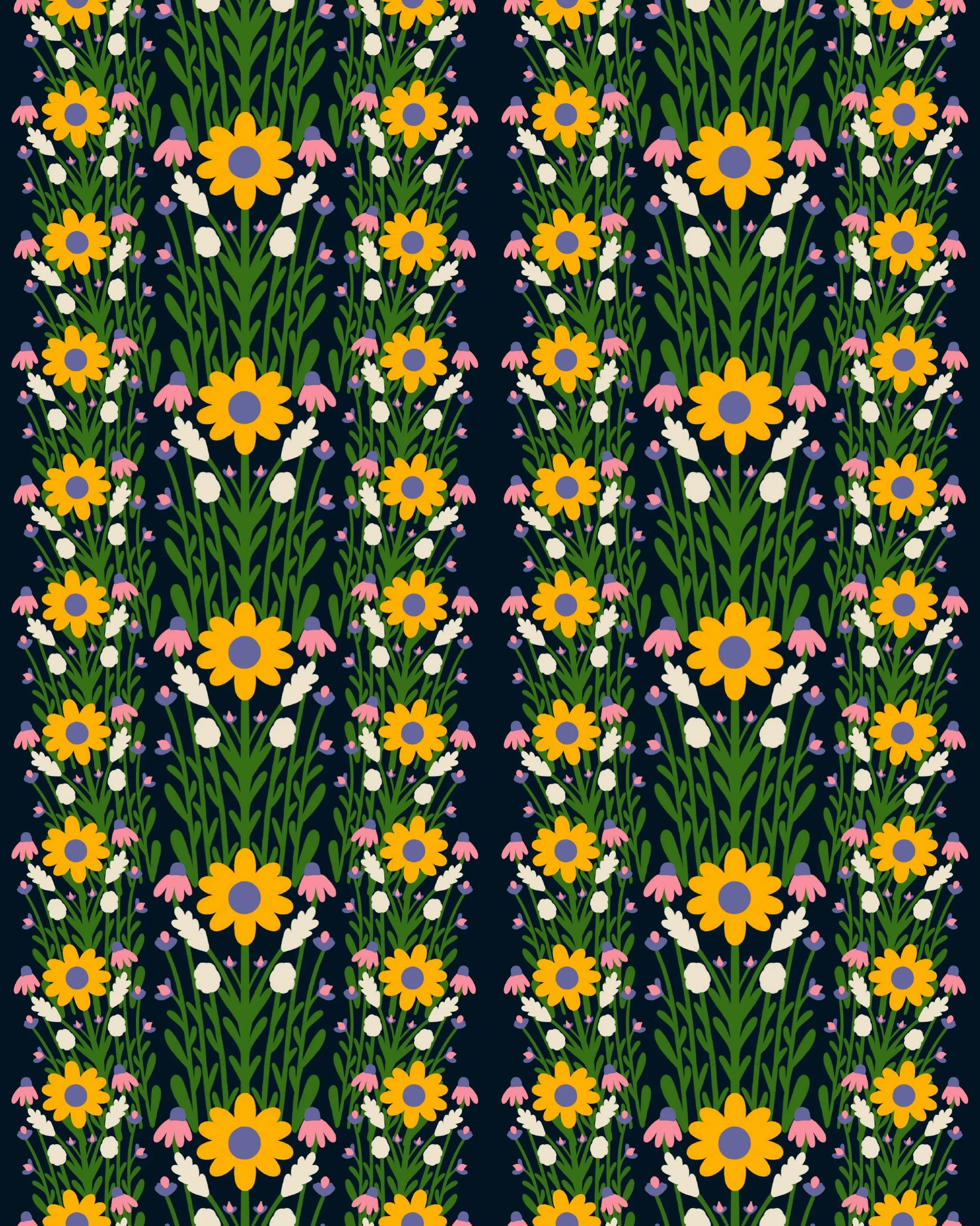 #midsummermotifs clusters &amp; patches 💕🌻 I can&rsquo;t believe the challenge ends this week. 😭

Hosts:
@octocraftstudio 
@kristapknudsen 
@frankenstipple 

florals |  flowers |  botanical |  art challenge |  design prompt |  repeating pattern | 