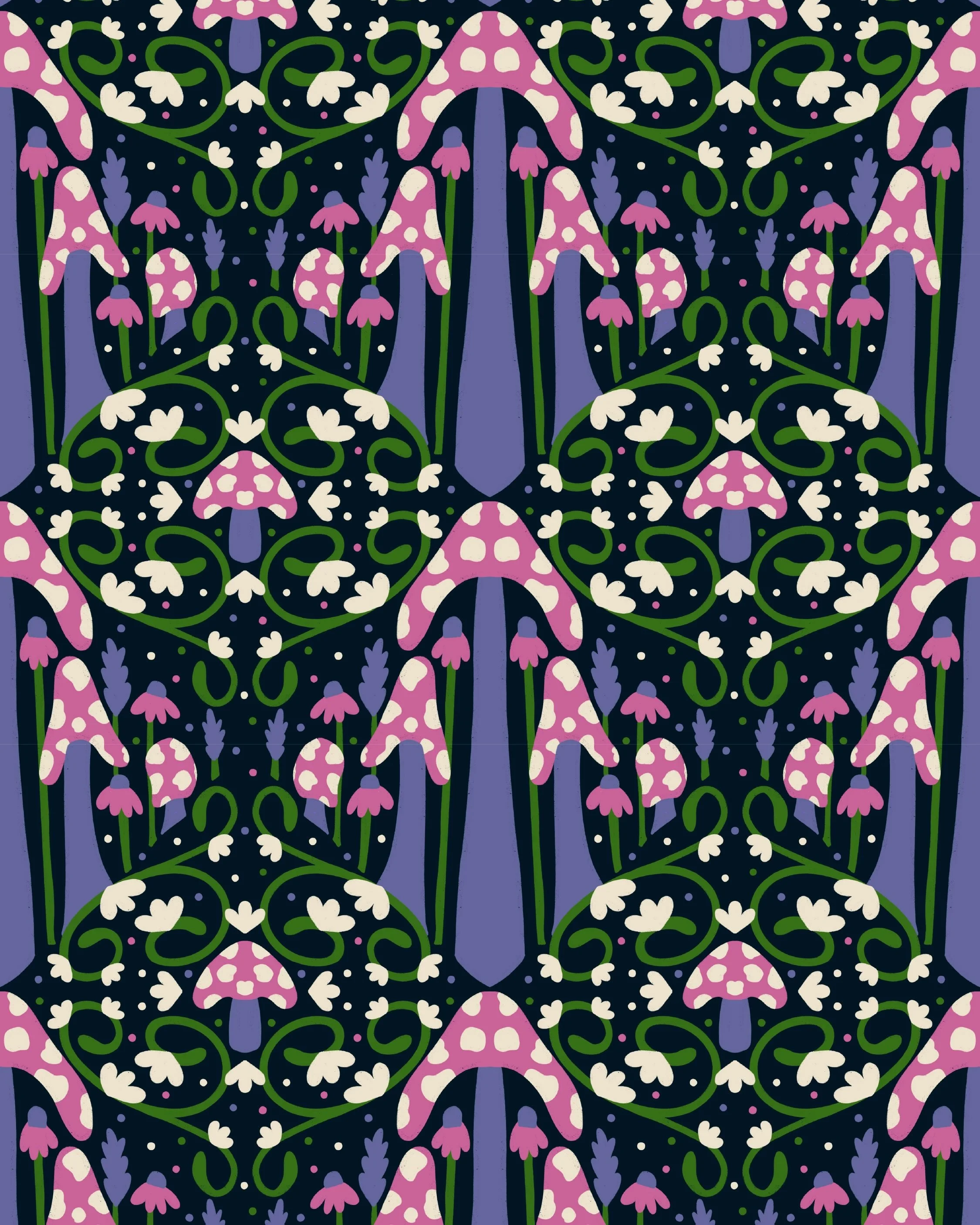 A whimsical forest to wrap-up #midsummermotifs final prompt: flora &amp; fungi. Not pictured: the WAY too many versions of this I drew. 😅 

I am so incredibly thankful to all of you for participating. It was my first time cohosting a challenge so I 