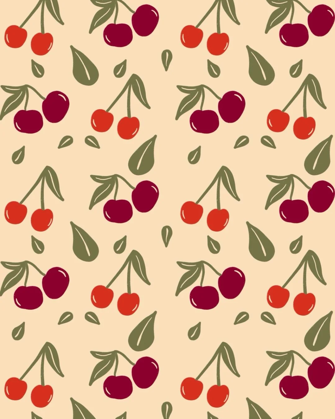 Popping in for the cherry prompt from #thepatternchallengesummer26 

I don&rsquo;t have a ton of extra free time right now but I want to prioritize making fun illustrations for myself. 💕 So my goal is to just have fun and make quick patterns, even i