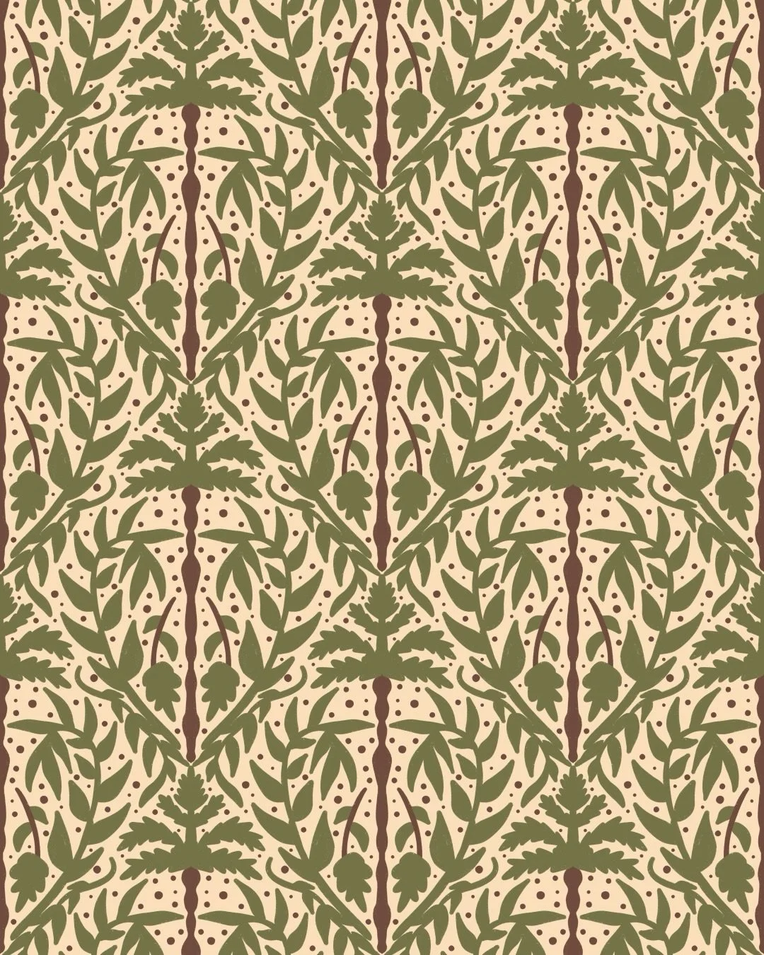 Palms for #thepatternchallengesummer26 🌴

My goal for these is to do quick illustrations and so far it&rsquo;s been interesting to see where quick decisions lead me. This one surprised me with the earthy color palette (oh and that random pop of pink