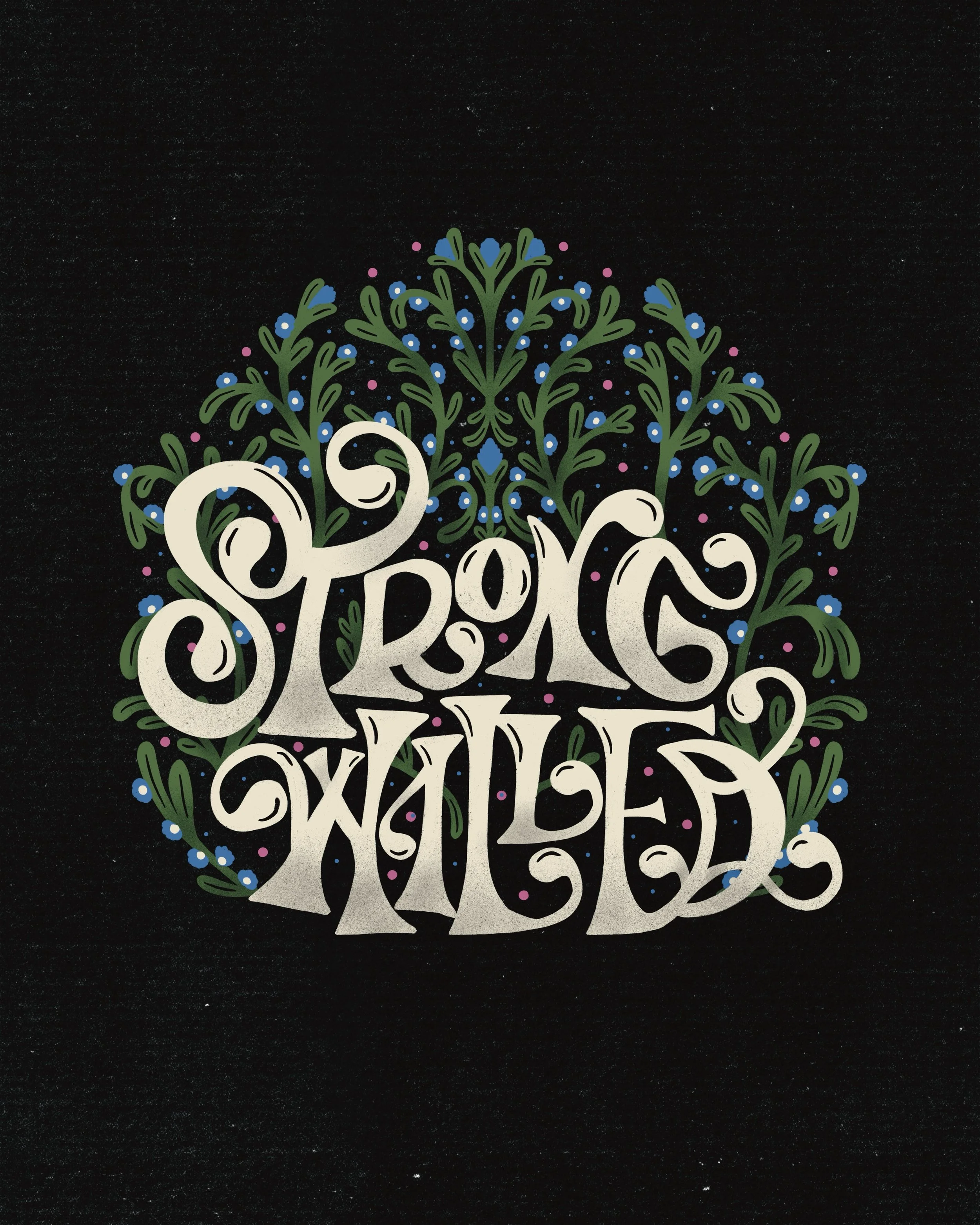 Day 2: Flared Serif - letters with little &ldquo;feet&rdquo; or serifs that have a really smooth, tapered transition. 

For today&rsquo;s lettering, I pulled inspiration from the trumpet vine in my backyard. That thing pops vines up everywhere and re