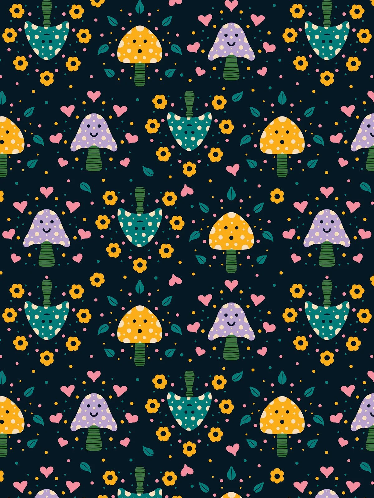 Repeating cute mushroom pattern by Alexis Morin at Frankenstipple