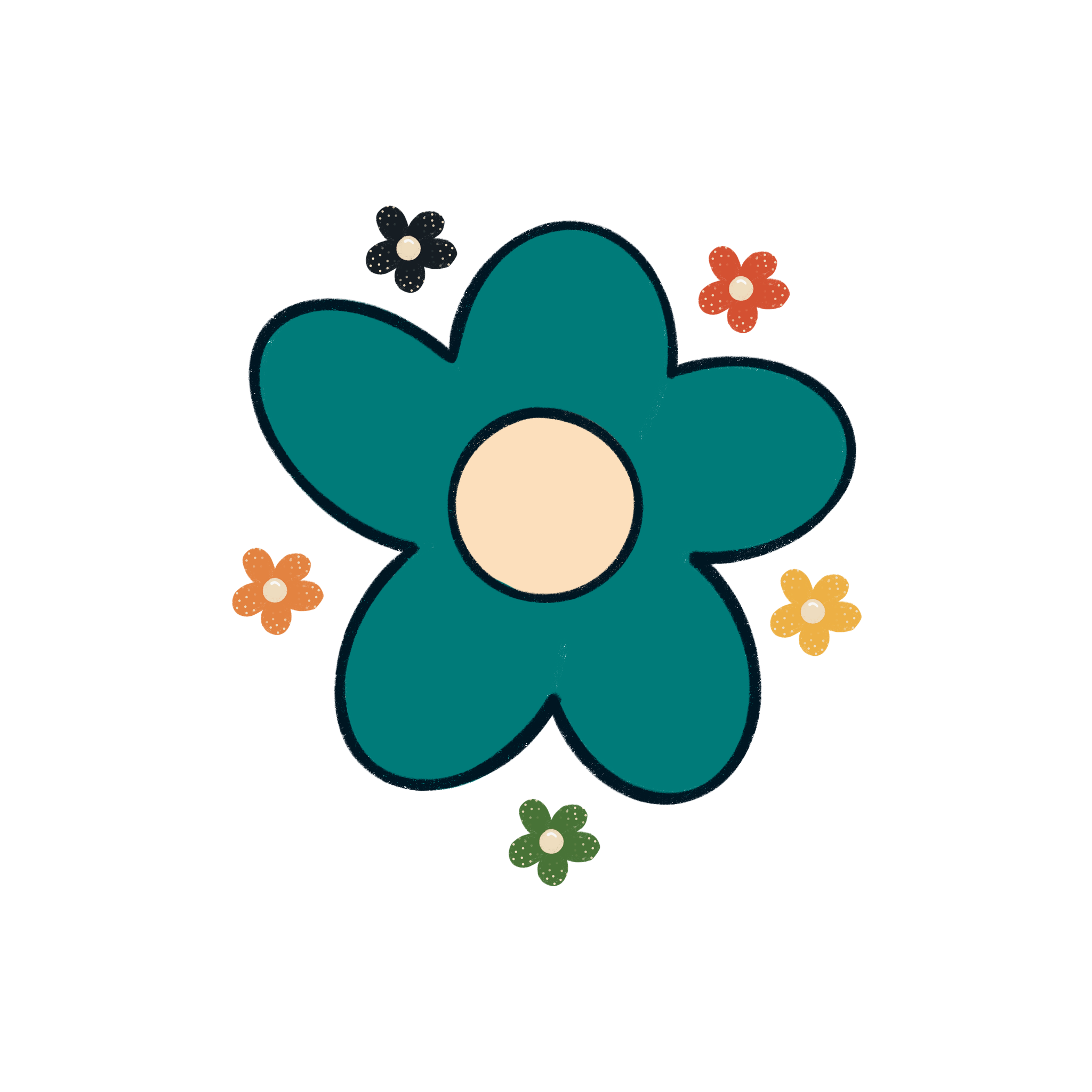 Bold floral illustration of a daisy