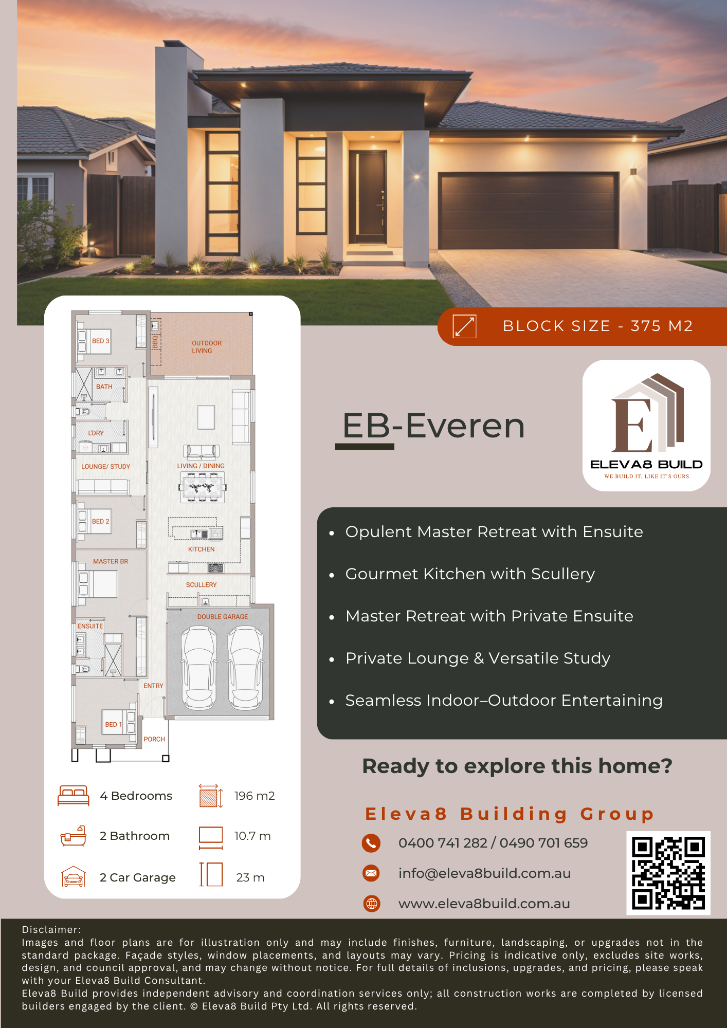 Single Storey Home for 375m2 block size in Perth