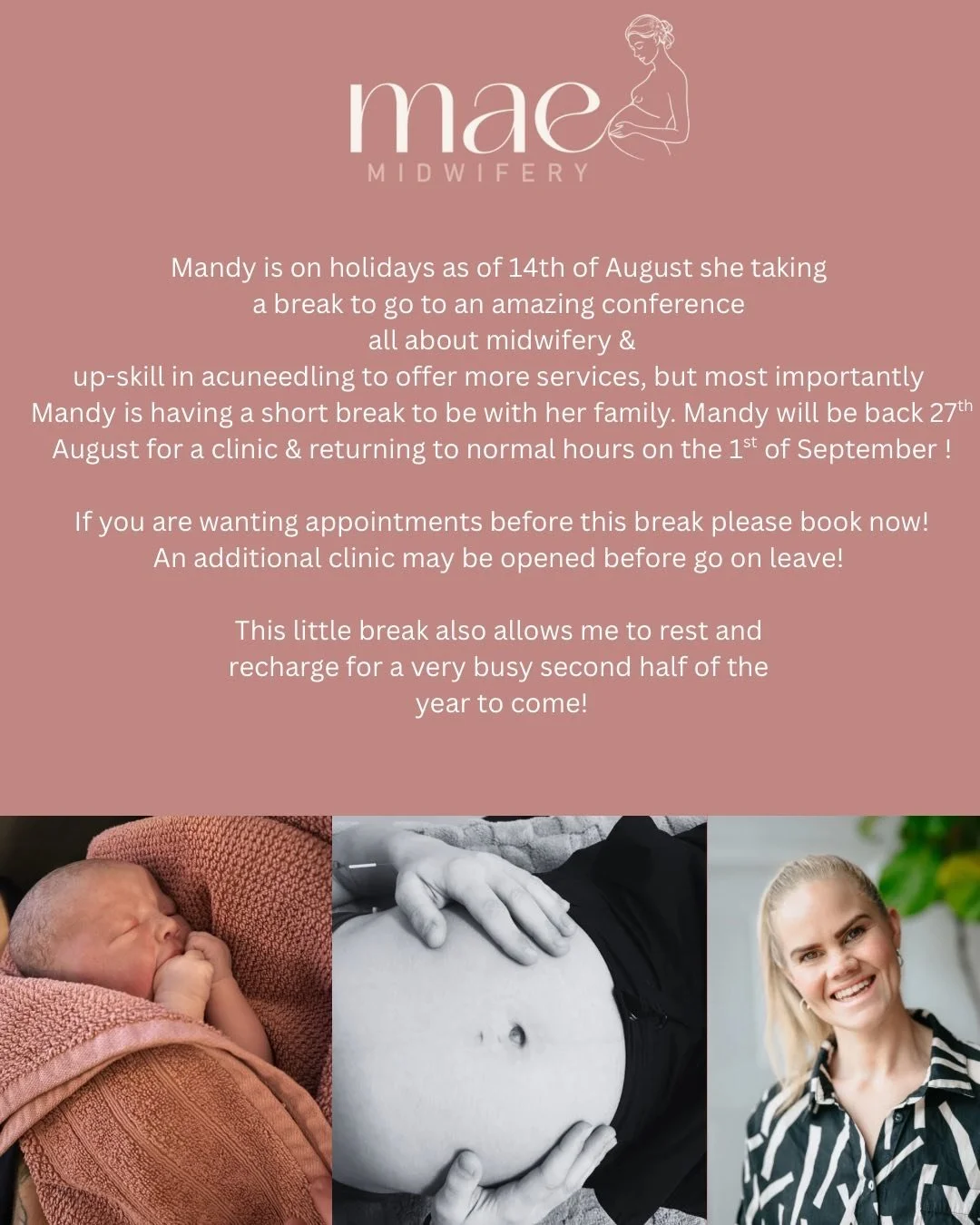 Please don&rsquo;t forget I am off to the amazing &lsquo;The Convergence of Rebellious Midwives Conference this month &amp; up-skilling in Acuneedling&rsquo;. Next week is fully booked with a waitlisted if you would like an appointment please contact