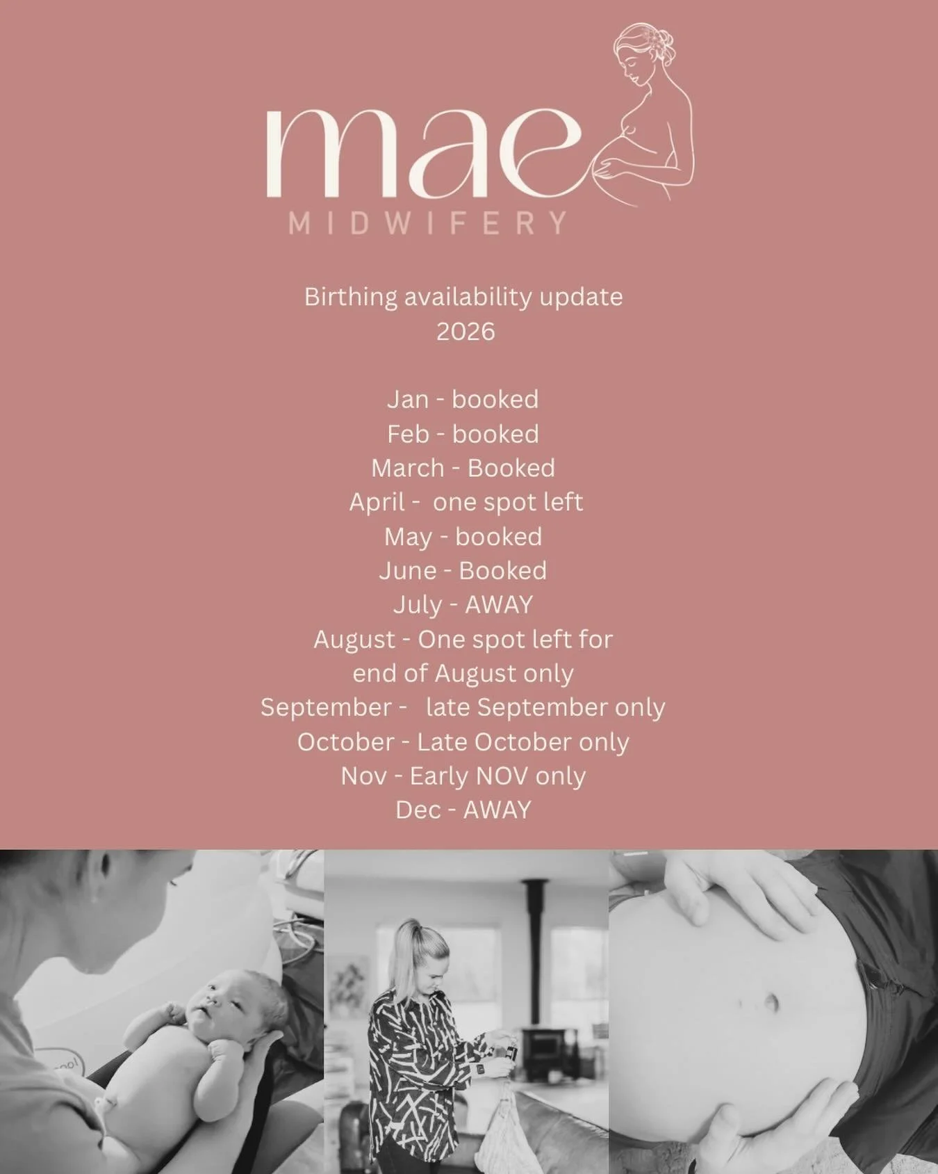 Birthing availability update 2026 All I can say is WOW I did not think Mae Midwifery would be on this position at the start of this year this time 3 years ago! We have 2 spots left between now and August for our full birthing packages! If you are thi