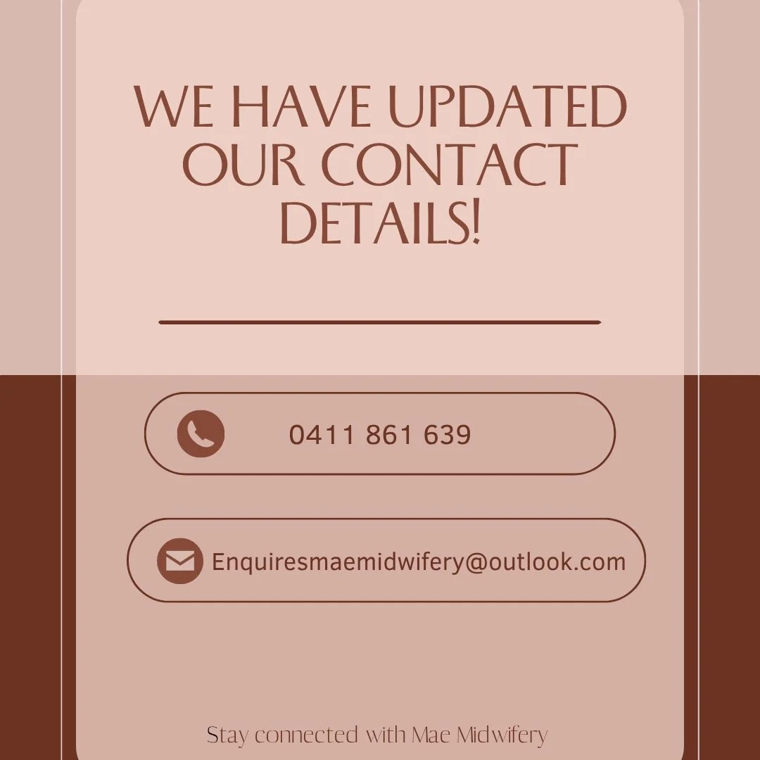 We have updated our contact details. 
If you need support, have question's or are wanting to book, we are here for you.

Reach out using the new details above.
Mae Midwifery
