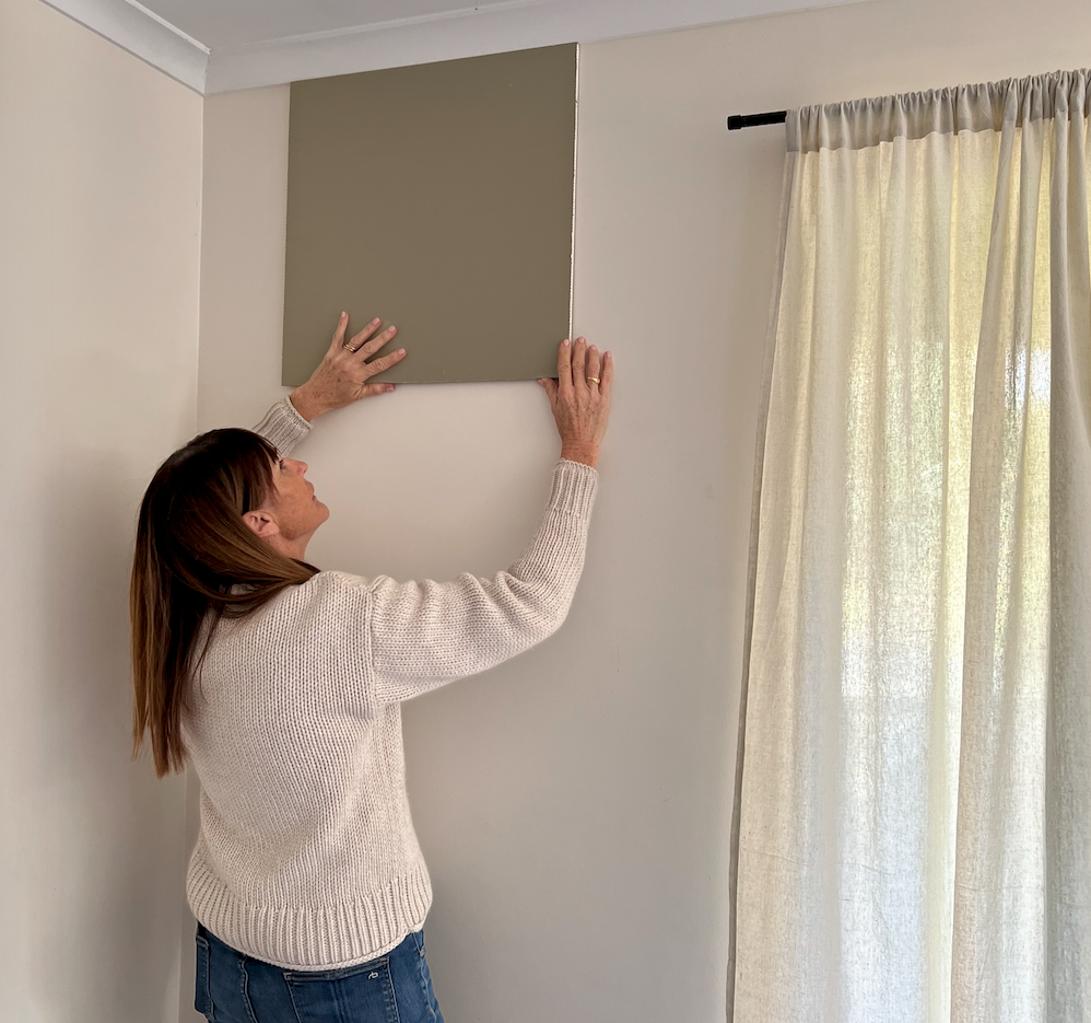 testing paint colours for bedroom of stradbroke beach house