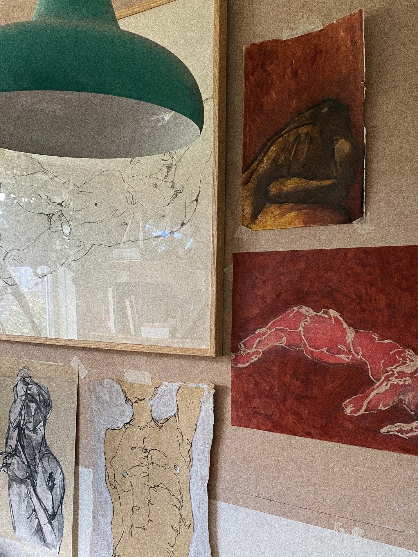 Recent studio wall moments, back when the sun was out.

I&rsquo;m thinking about ripping up a stack of my less precious life drawings and turning them into a big one off collage&hellip;should I do it? 

I probably will do it, then cry about having do