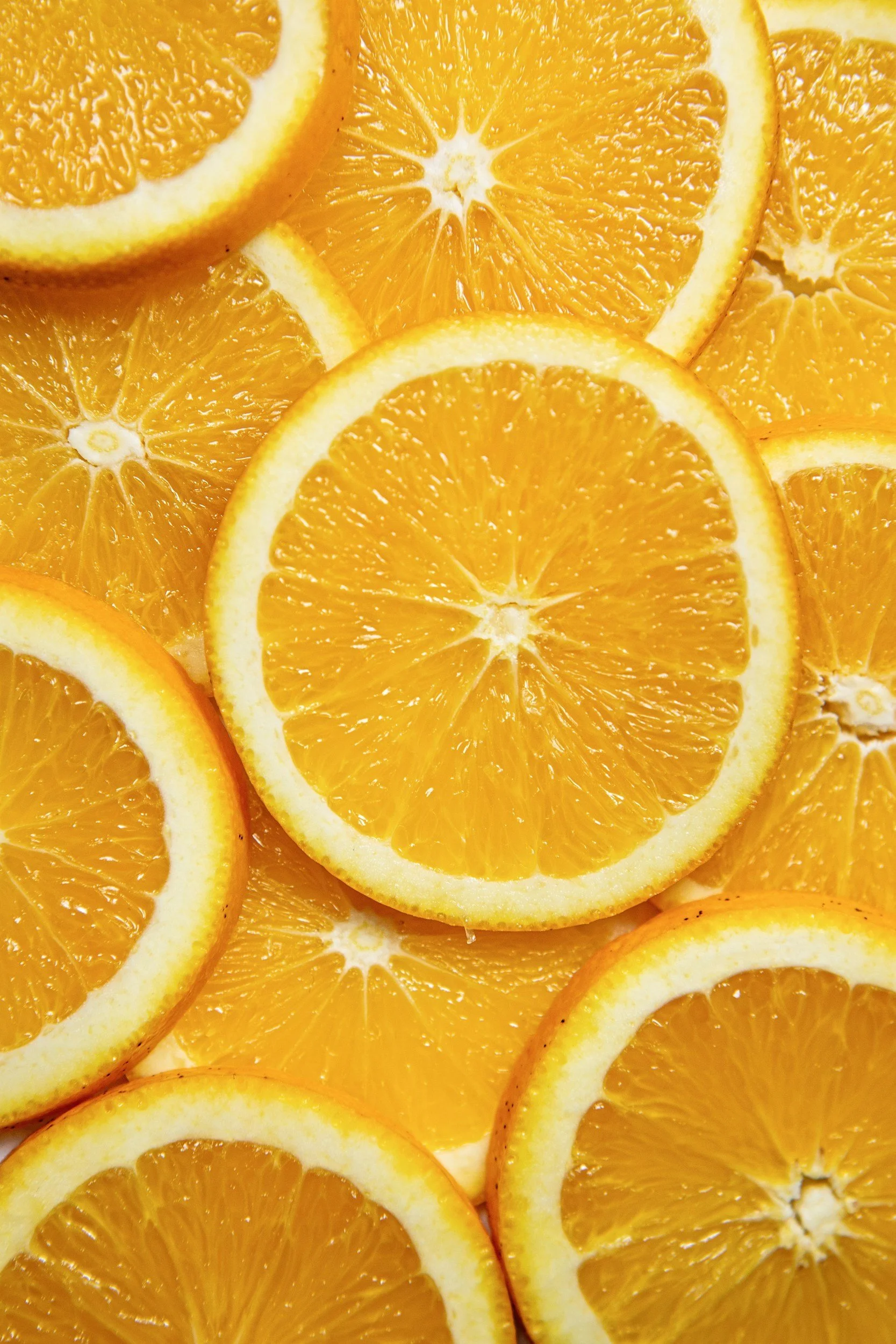 Close-up of overlapping orange slices