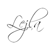 Cursive handwriting of the word "Lejla" on a transparent background.