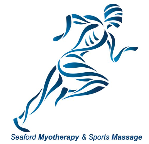 Stylized graphic of a running person with "Seaford Myotherapy & Sports Massage" text.