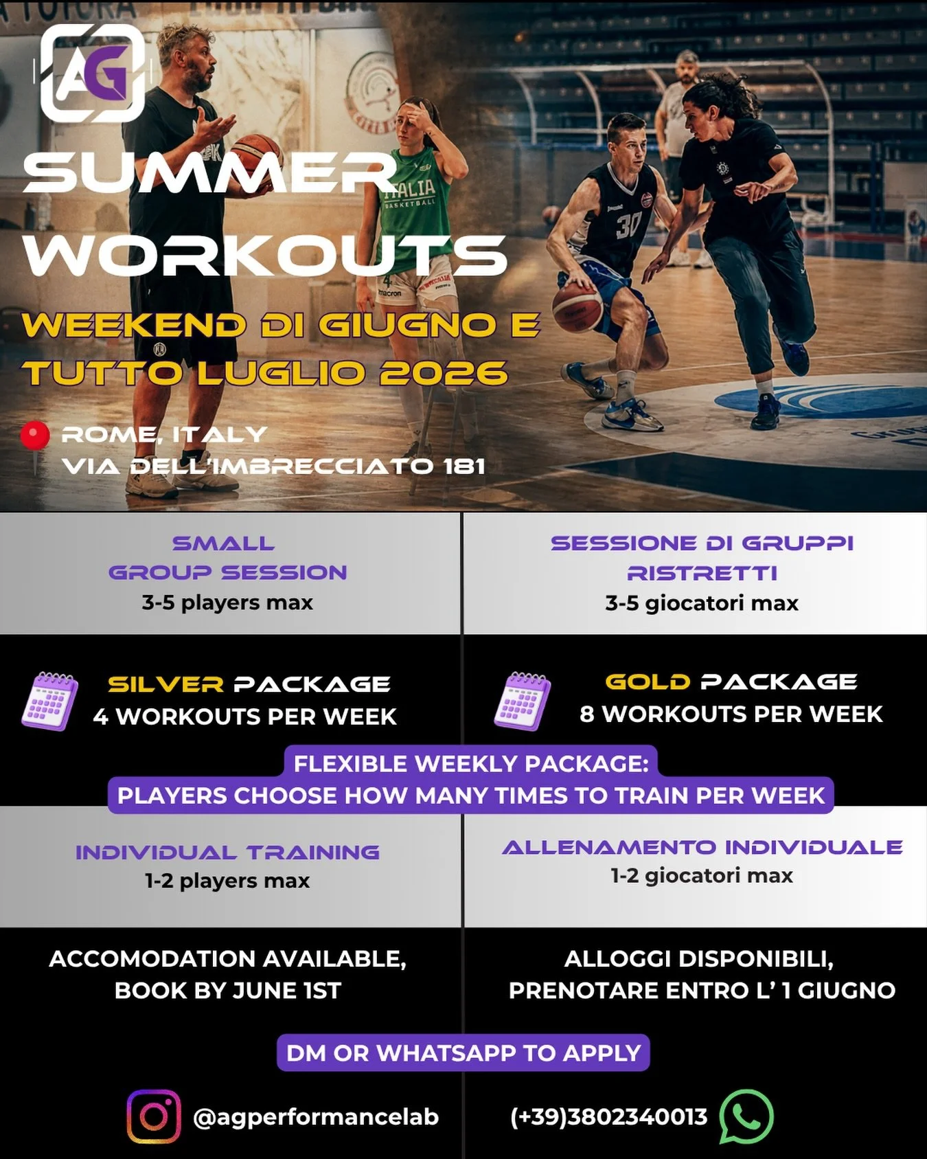 SUMMER WORKOUTS 2026 &ndash; ROME 🇮🇹

We build adaptable players who can read the game and make decisions.
It&rsquo;s not just about skills. It&rsquo;s about when, how, and why to use them in real game situations.

🎯 We build adaptable shooters
🎯