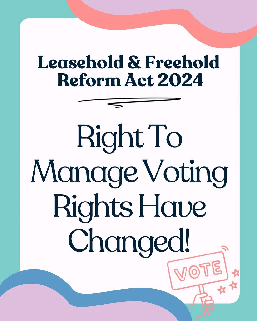 📣 Big changes are here!
The Leasehold &amp; Freehold Reform Act 2024 is shaking things up &mdash; and Right To Manage leaseholders gain stronger voting rights. 💪

🏠 Right to Manage just got fairer:
❌ No more landlords with multiple votes
✅ Landlor