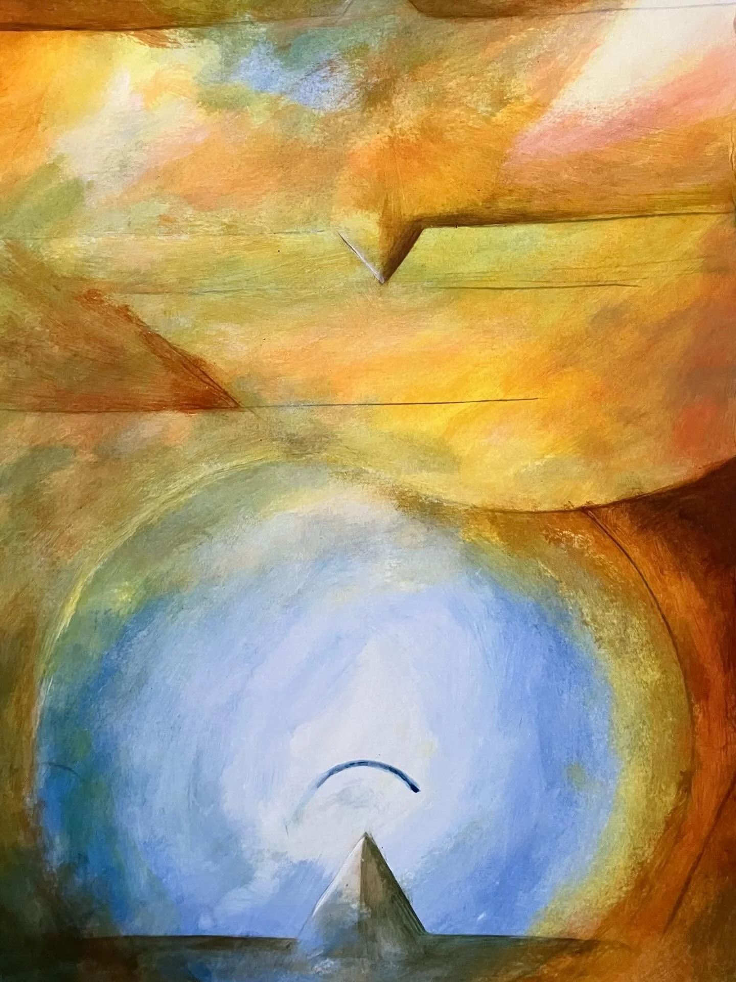 &lsquo;The Dreamlands of Unknown Kadath - II&rsquo;, 2025, Oil on Board

Our evocations call forth
Strange geometries
Impossible in their simplicity
And the unspoken voice
whispers
The Sleeper must awaken&hellip;
The Sleeper must awaken.