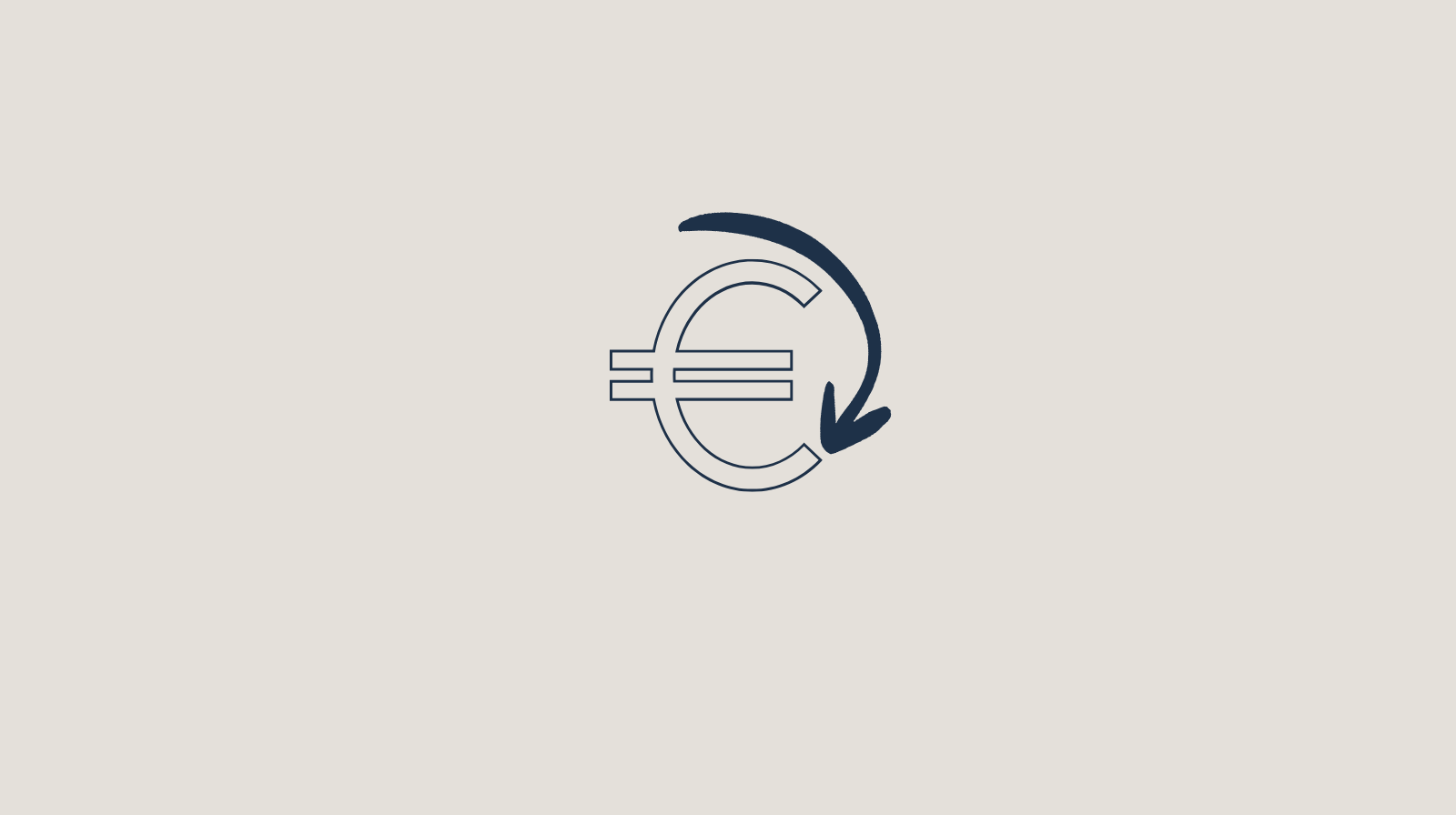 Icône représentant le symbole de l'euro avec une flèche circulaire indiquant le recyclage ou la conversion.