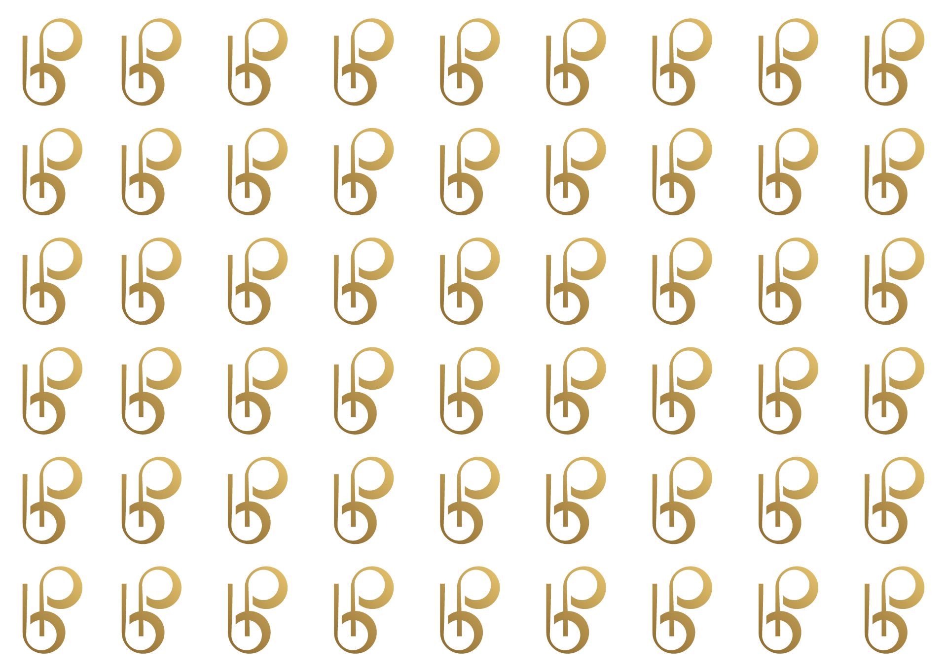 Multiple rows of gold-colored letter folders or tabs arranged in a grid pattern on a black background.