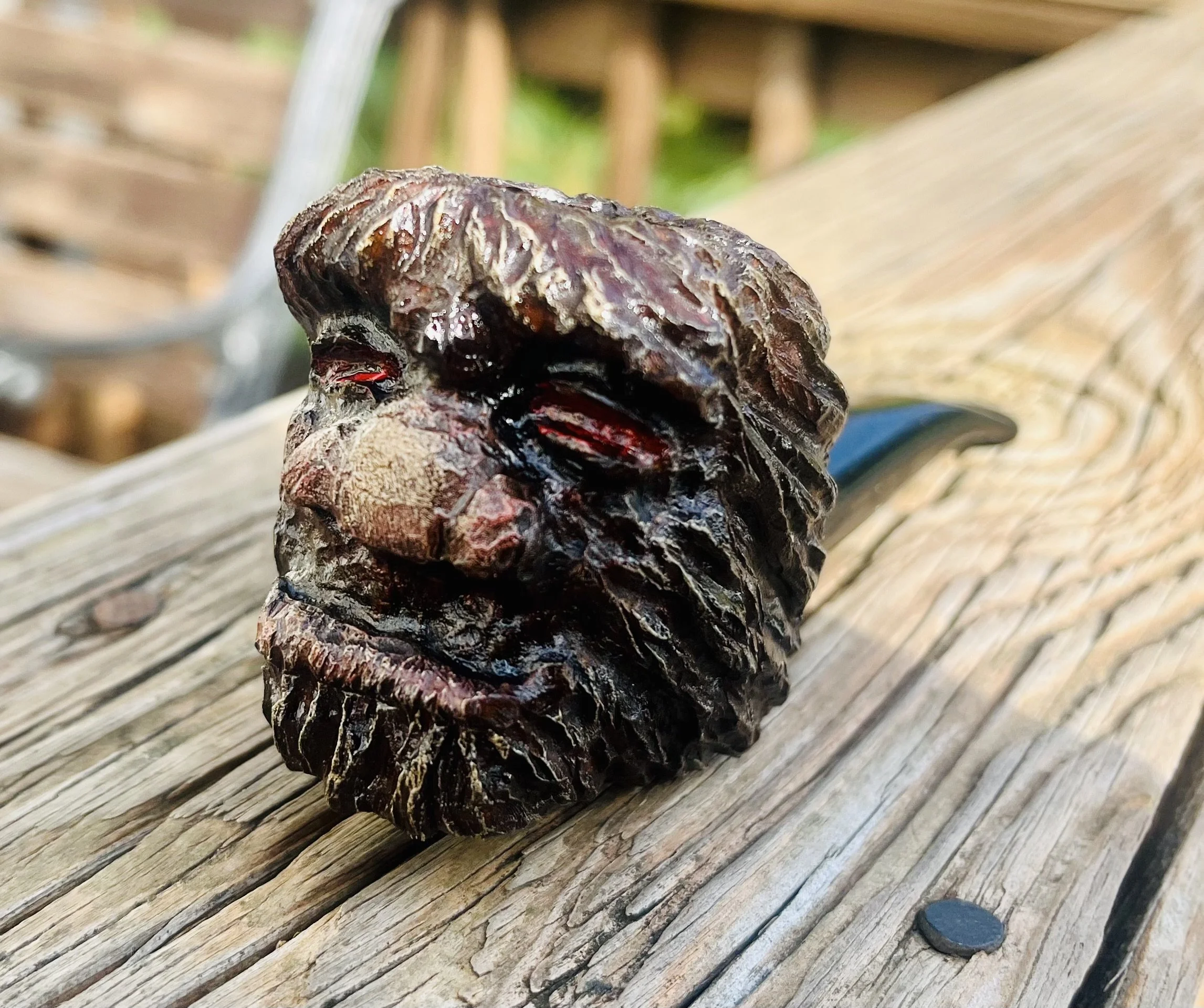 Friend of mine gave me a blank pipe to carve 
and to no one's surprise it became a bigfoot.