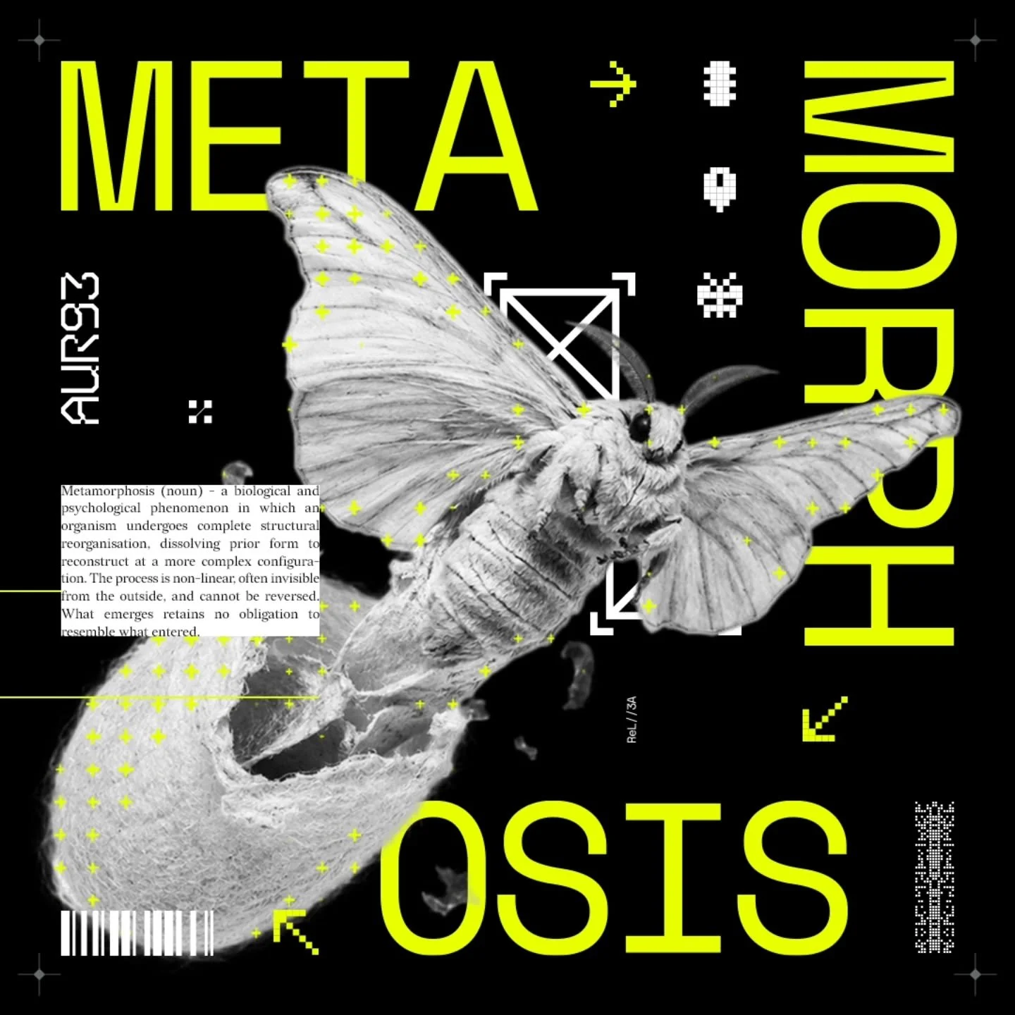 Metamorphosis (n.) /ˌmɛtəˈmɔːfəsɪs/ &mdash; the process by which an organism undergoes irreversible internal restructuring, systematically deconstructing prior form in order to reconstitute at a higher order of complexity. Unlike gradual adaptation, 
