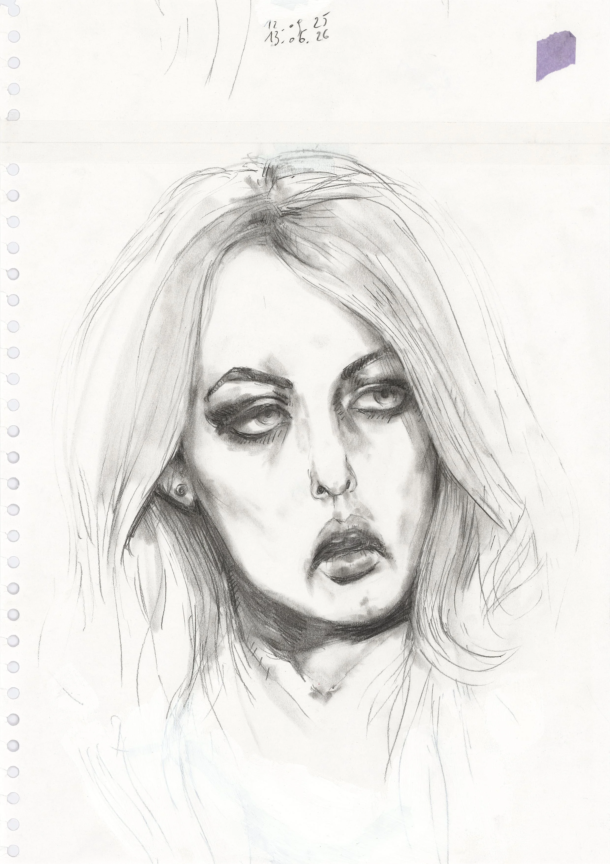 Sad Stormy,
12.09.25-13.06.26
[mechanical pencil and washi tape on paper,
42 x 29,7 cm]