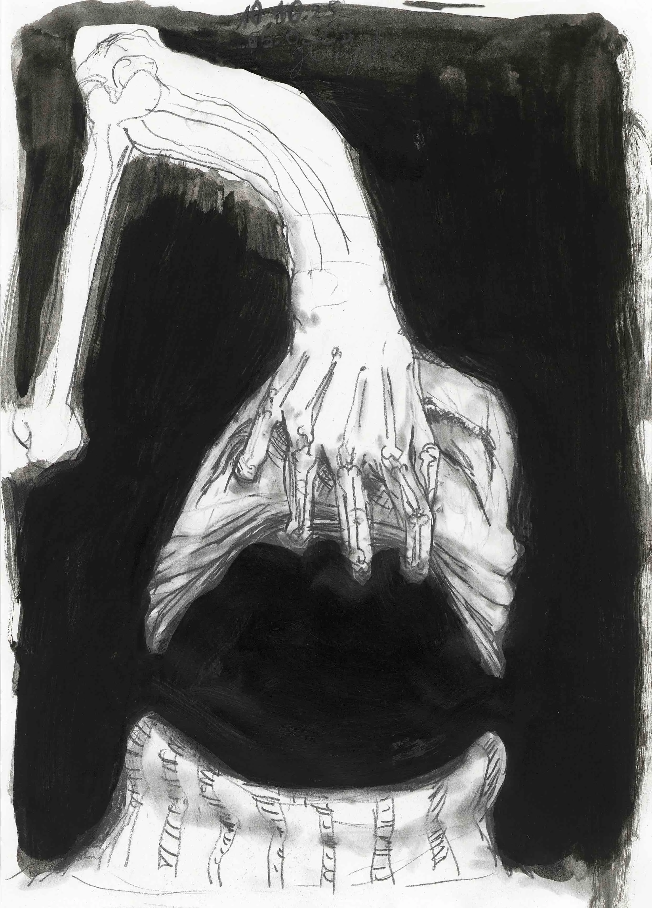 Écorché (Dad's Gone) 
05.02.25-10.10.25
pencil and ink on paper
29,7 x 21 cm