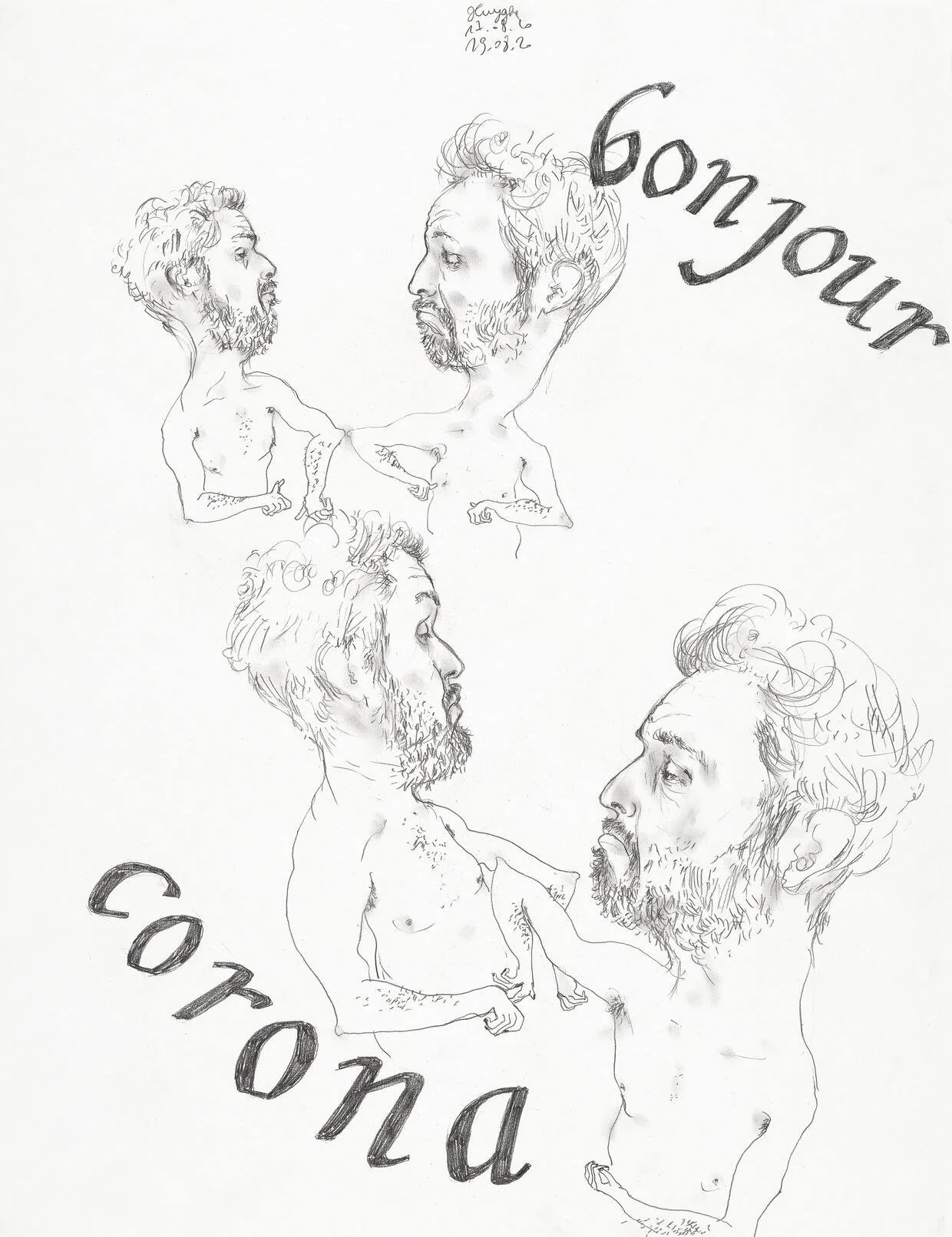 Bonjour Corona, 17.08.20-19.08.20
[mechanical pencil on paper, 65 x 50 cm]