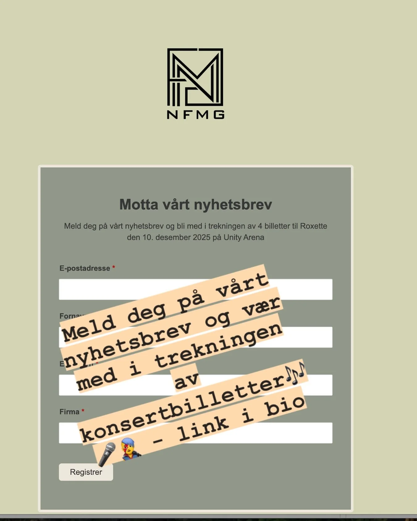 Meld deg p&aring; v&aring;rt gratis nyhetsbrev og f&aring; gode tilbud og relevante nyheter 📬 Melder du deg p&aring; f&oslash;r 30. november er du ogs&aring; med i trekningen av 4 konsertbilletter p&aring; Unity arena 10.desember 🎸 - LINK I BIO