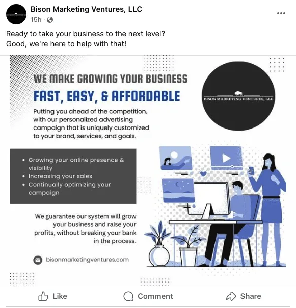Bison Marketing Ventures - Social Media Copy Project