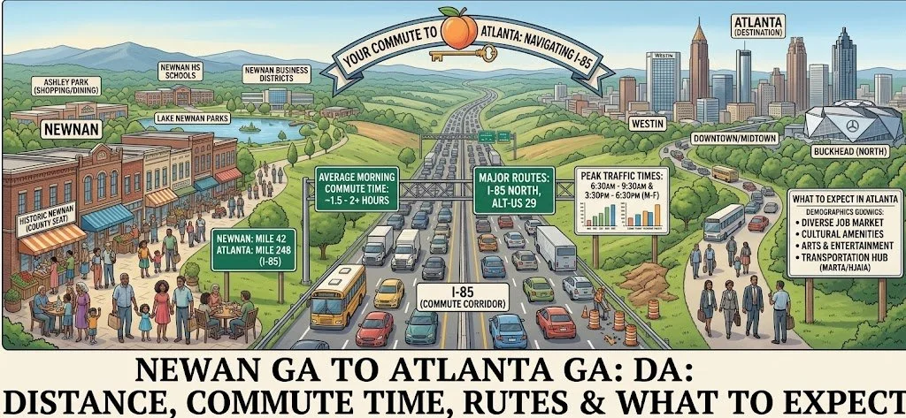Newnan GA to Atlanta GA: Distance, Commute Time, Routes &amp; What to Expect