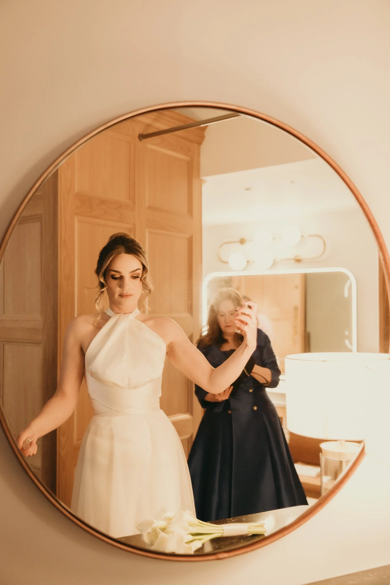 Quiet preparation moments—calm before one of the biggest days of your life.