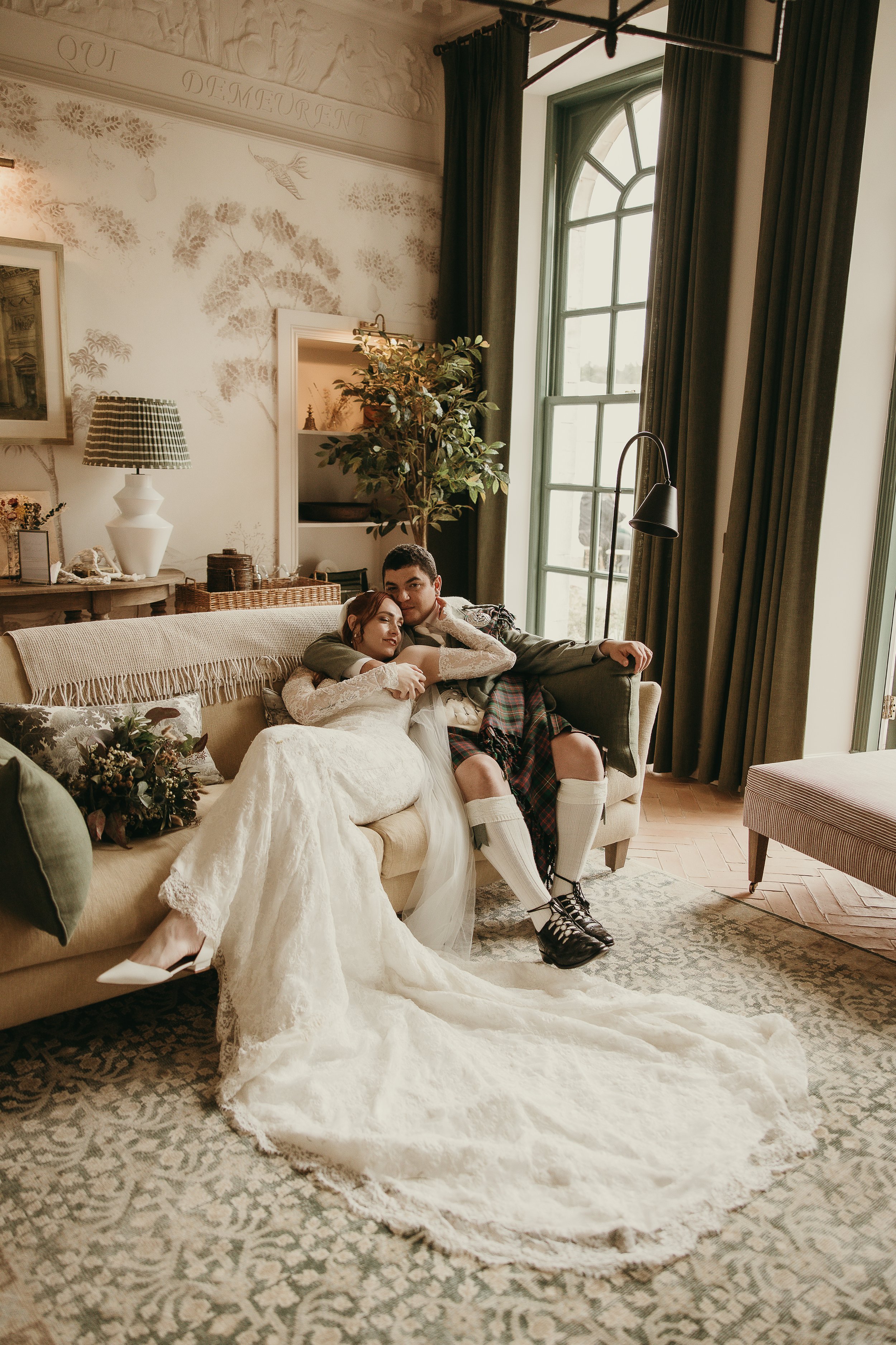 Romantic full-day wedding at Penicuik Estate captured by Edinburgh wedding photographer