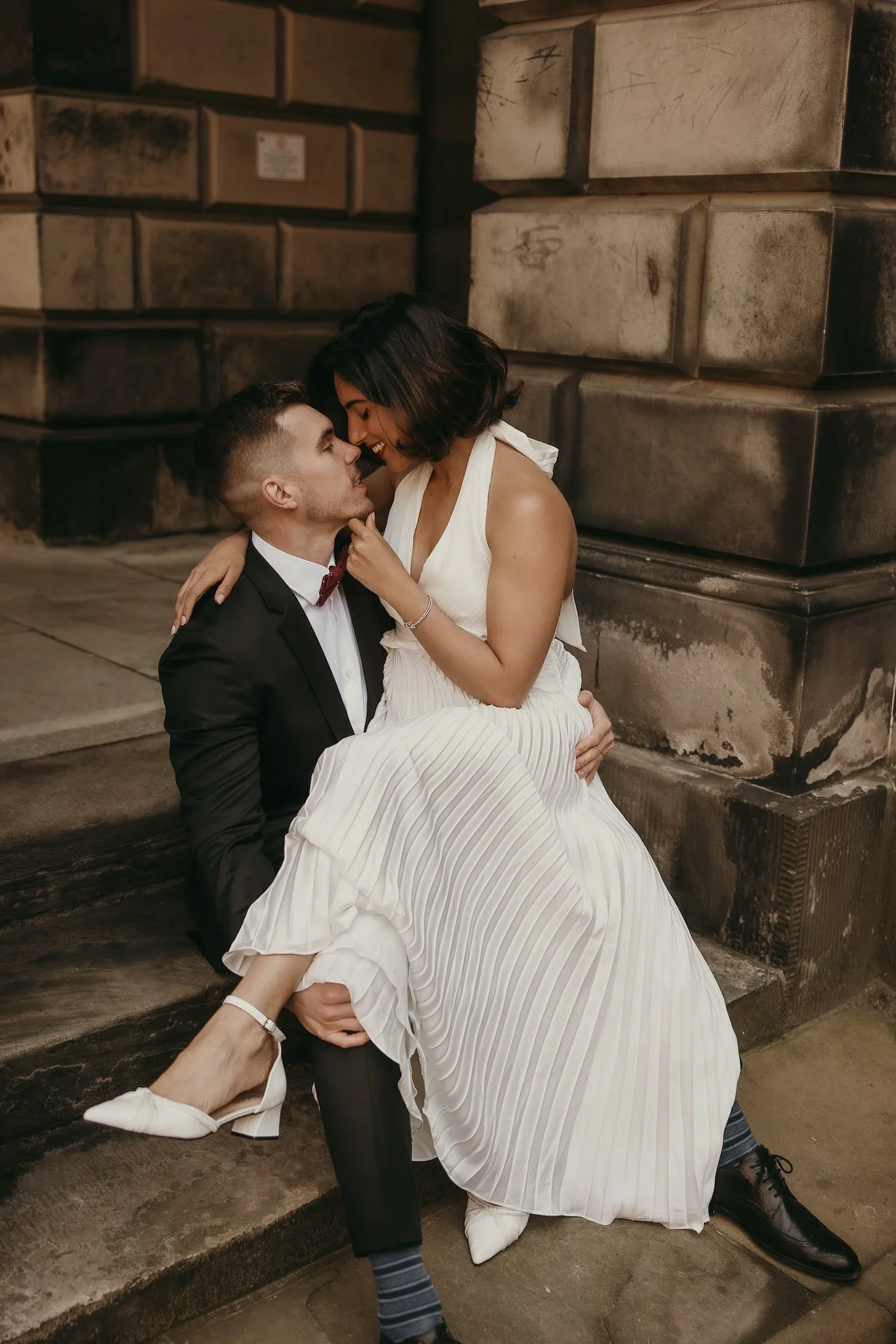 Elegant wedding couple portrait photographed by an Edinburgh wedding photographer